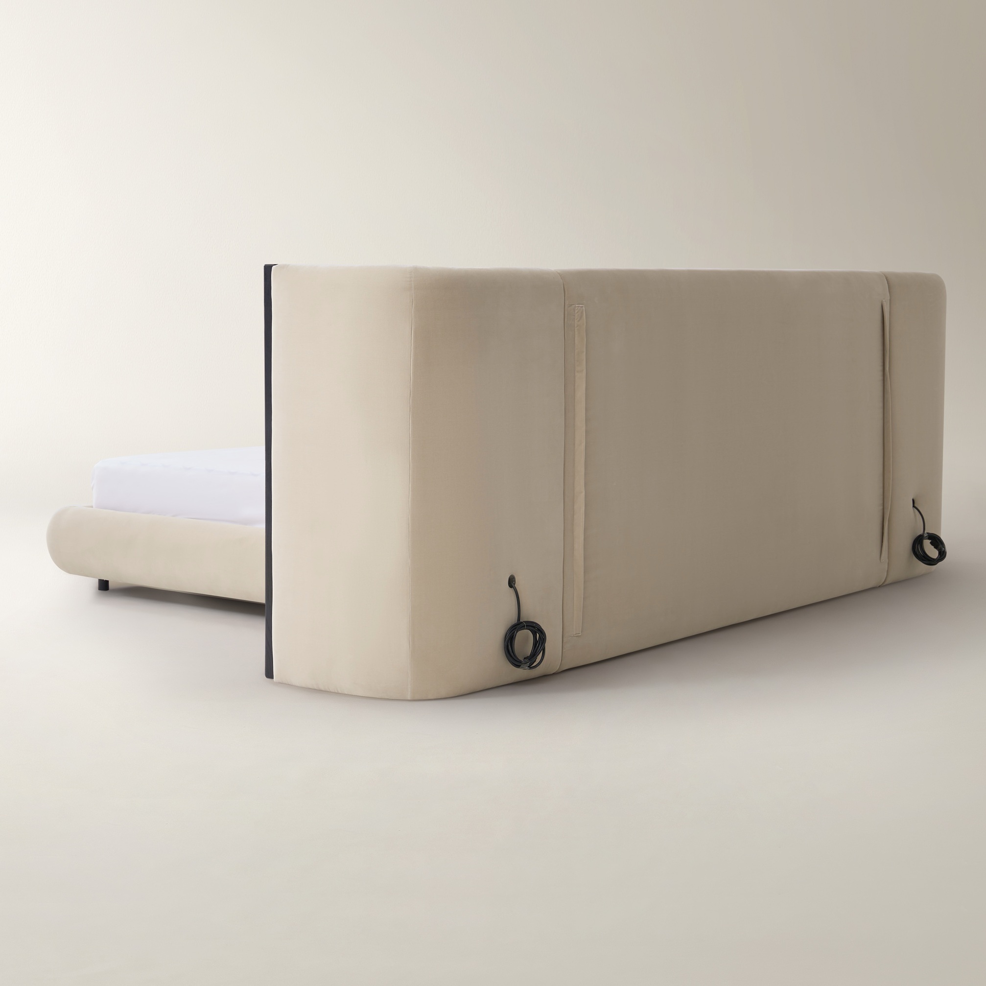 Sierra Roasted Pecan Velvet Upholstered King Platform Bed