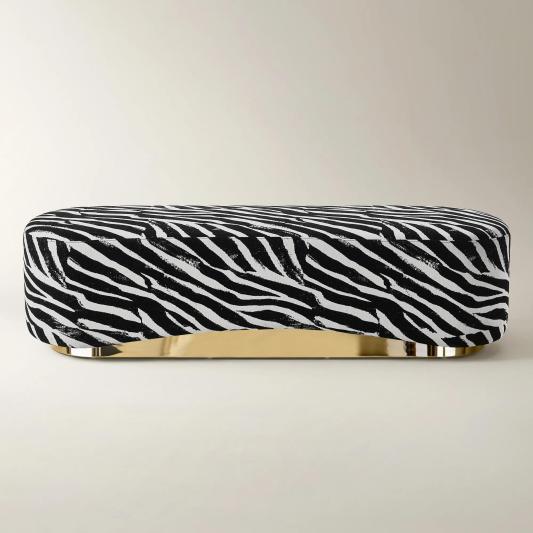 Kendra White/Black Performance Chenille Bench （69.5"）