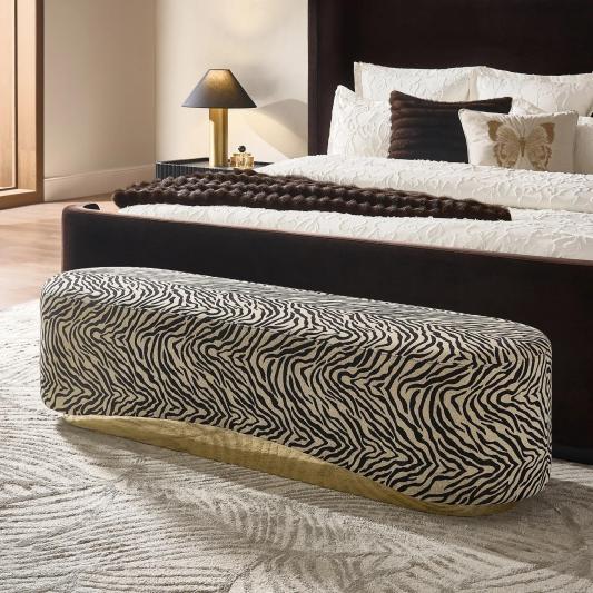 Kendra Zebra Performance Chenille Bench （69.5"）