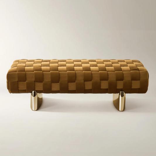 Dexter Woven Roasted Pecan Velvet Bench （64.2"）