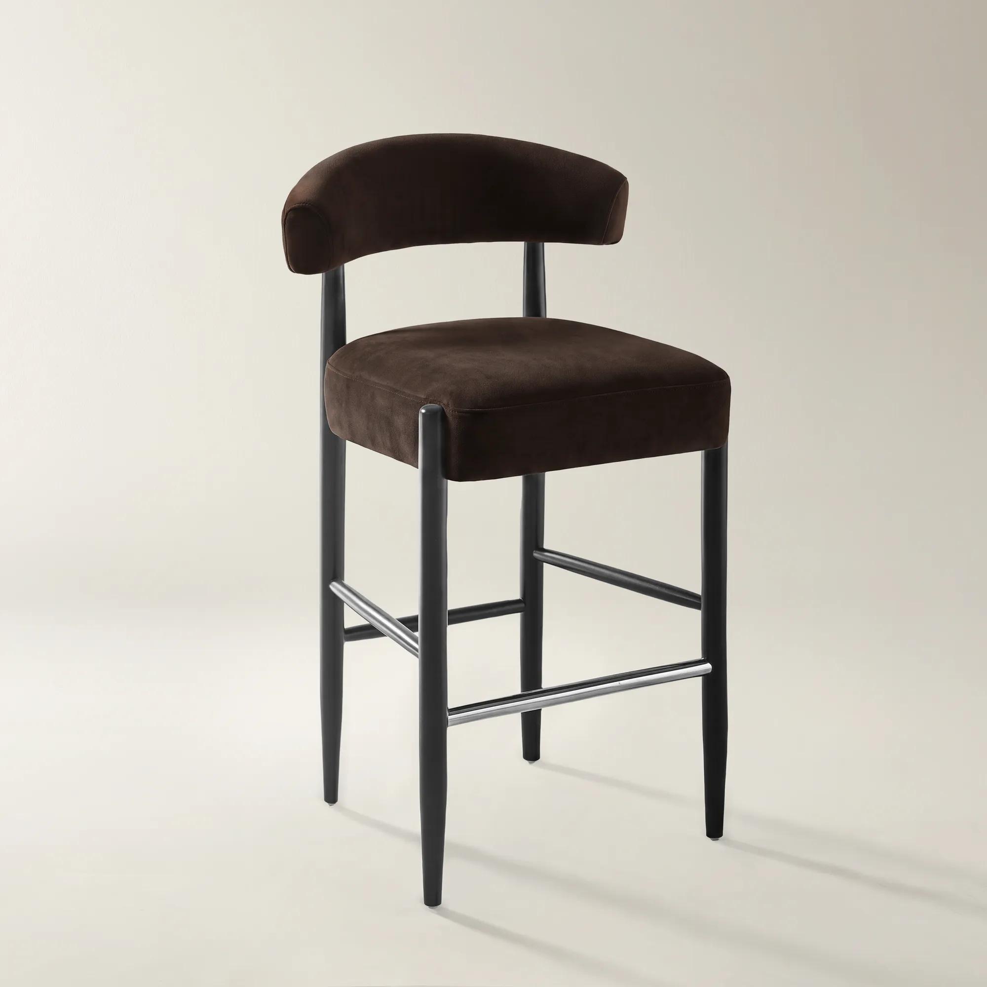 Anna Dark Chocolate Velvet Bar/Counter Stool | Z Gallerie