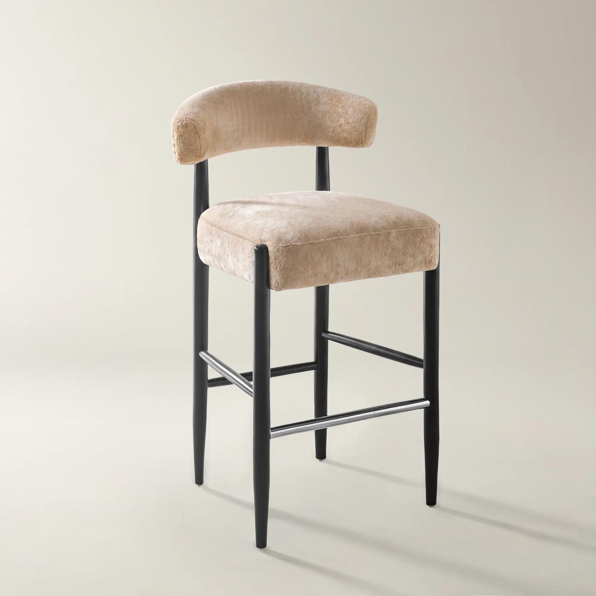 Anna Light Brown Chenille Bar/Counter Stool | Z Gallerie