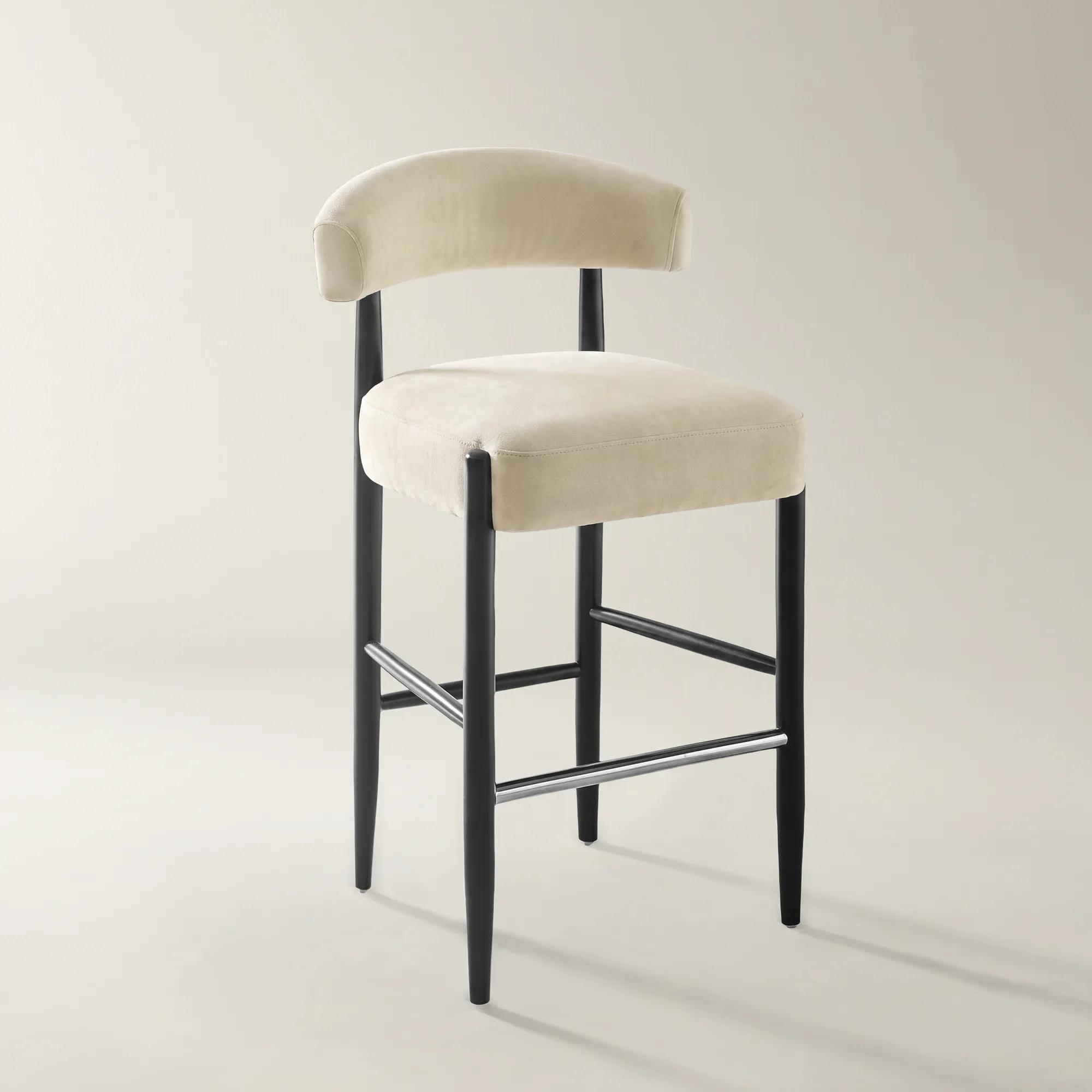 Anna Oatmeal Velvet Bar/Counter Stool | Z Gallerie