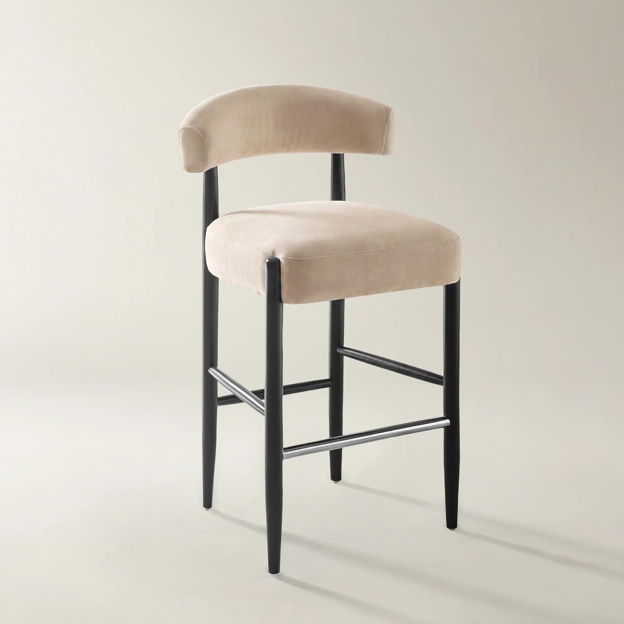 Anna Simply Taupe Velvet Bar/Counter Stool