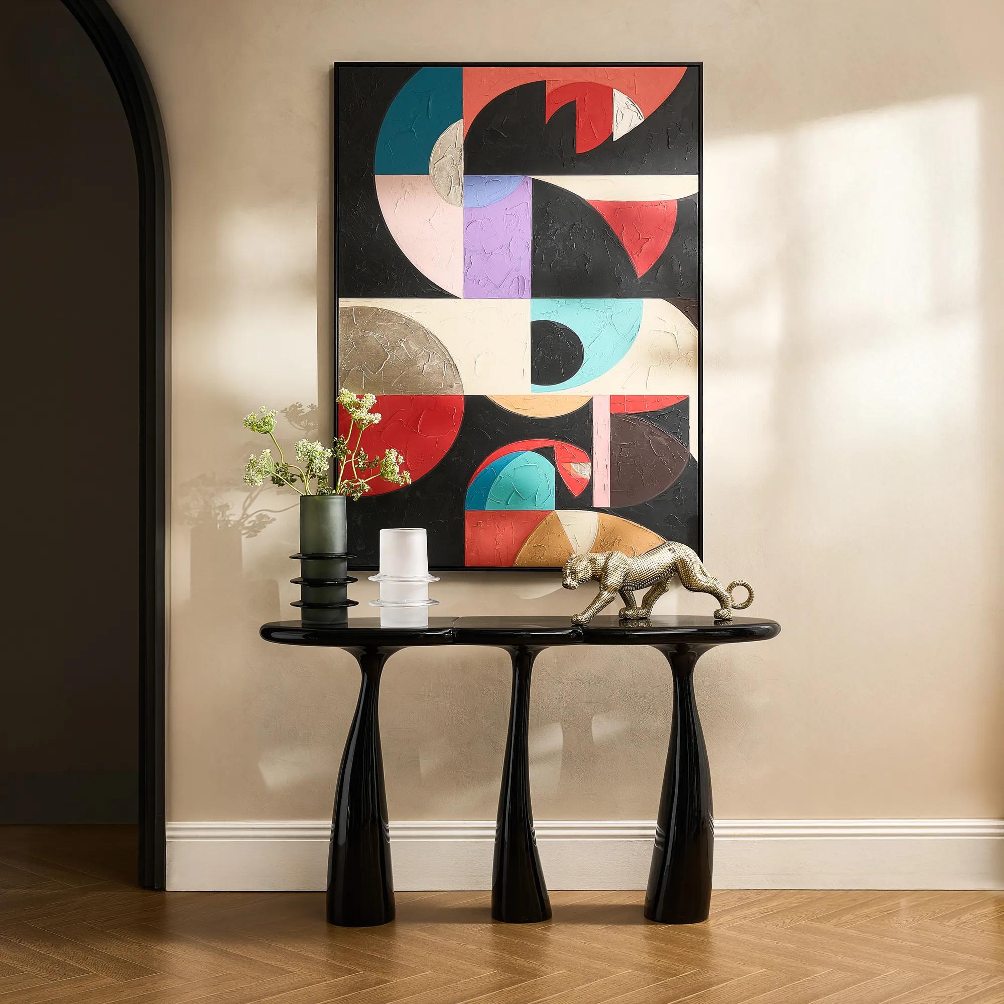 Thalia Console Table (52.4") - Glossy Black