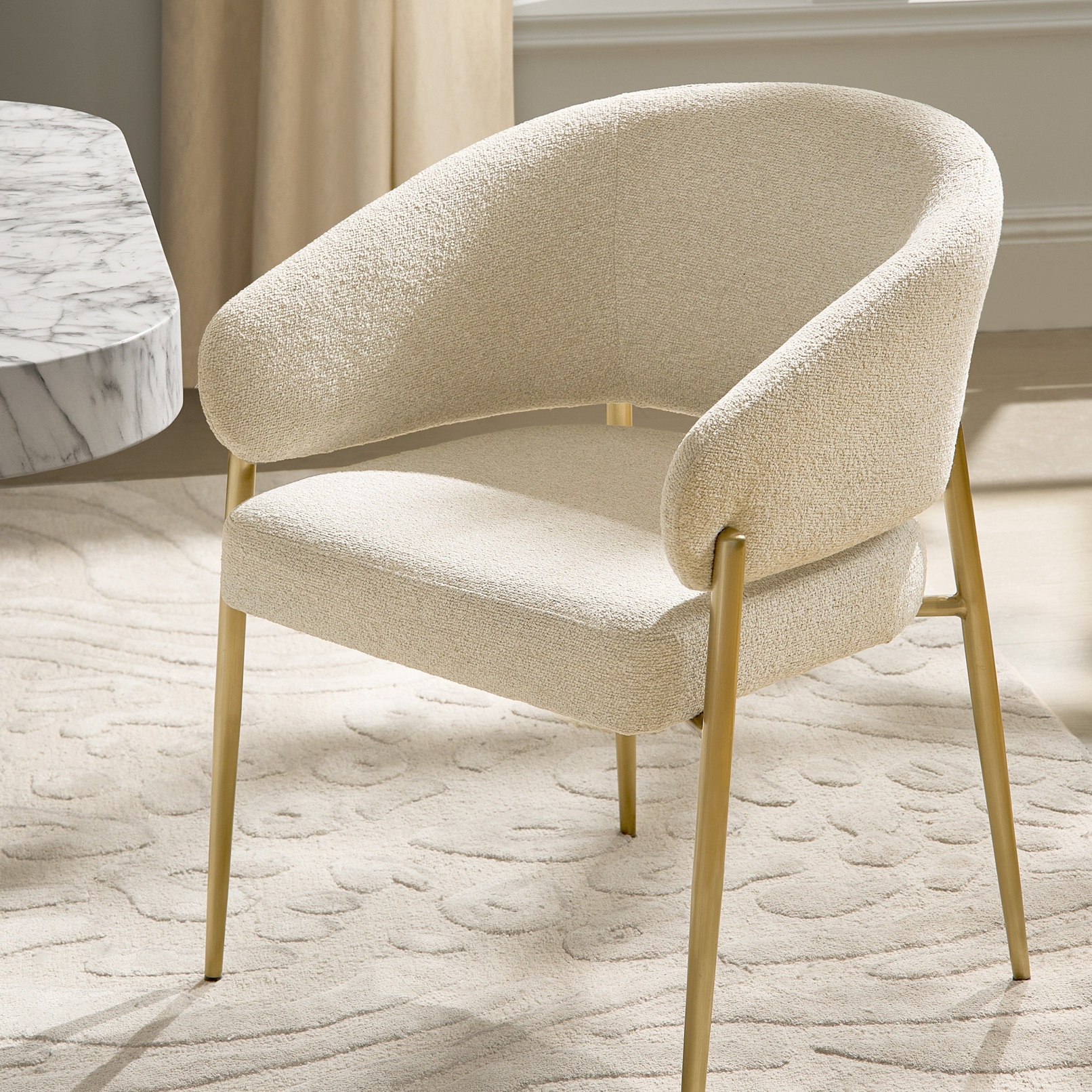 Nara Boucle Dining Chair Set of 2 - Ivory