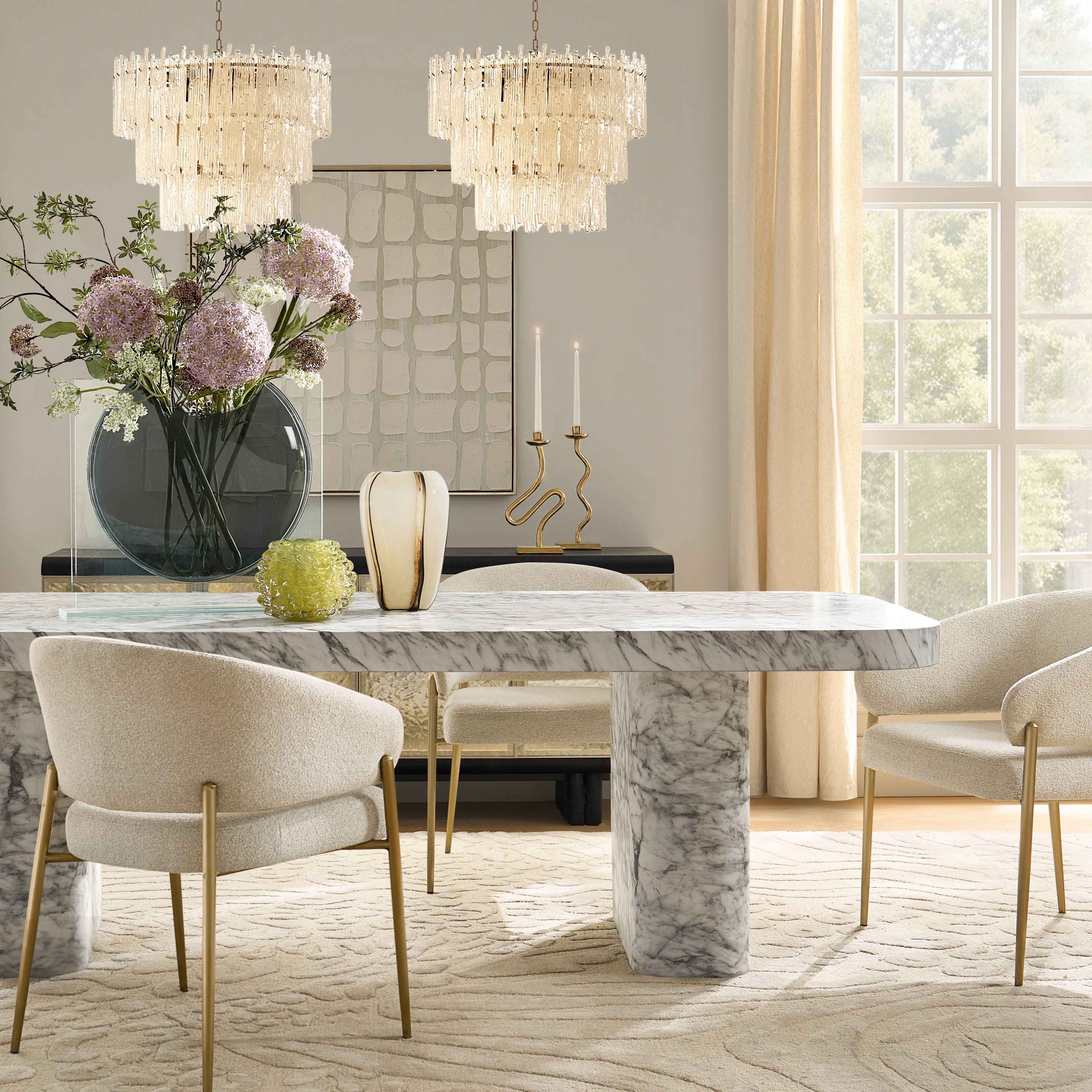 家具 iPhone5au16g Nara Boucle Dining Chair Set of 2 - Ivory