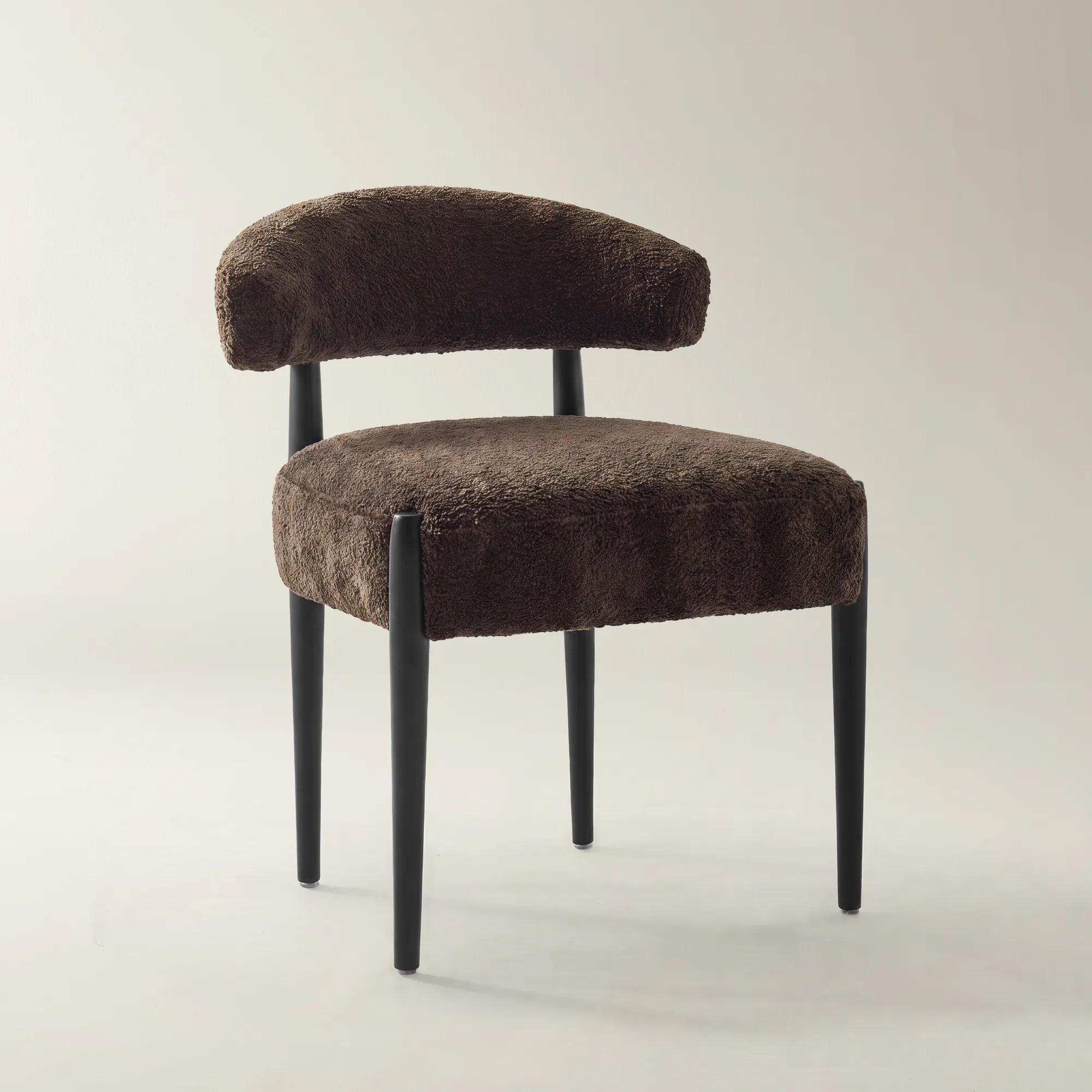 Anna Dark Chocolate Chenille Dining Chair Set of 2 | Z Gallerie