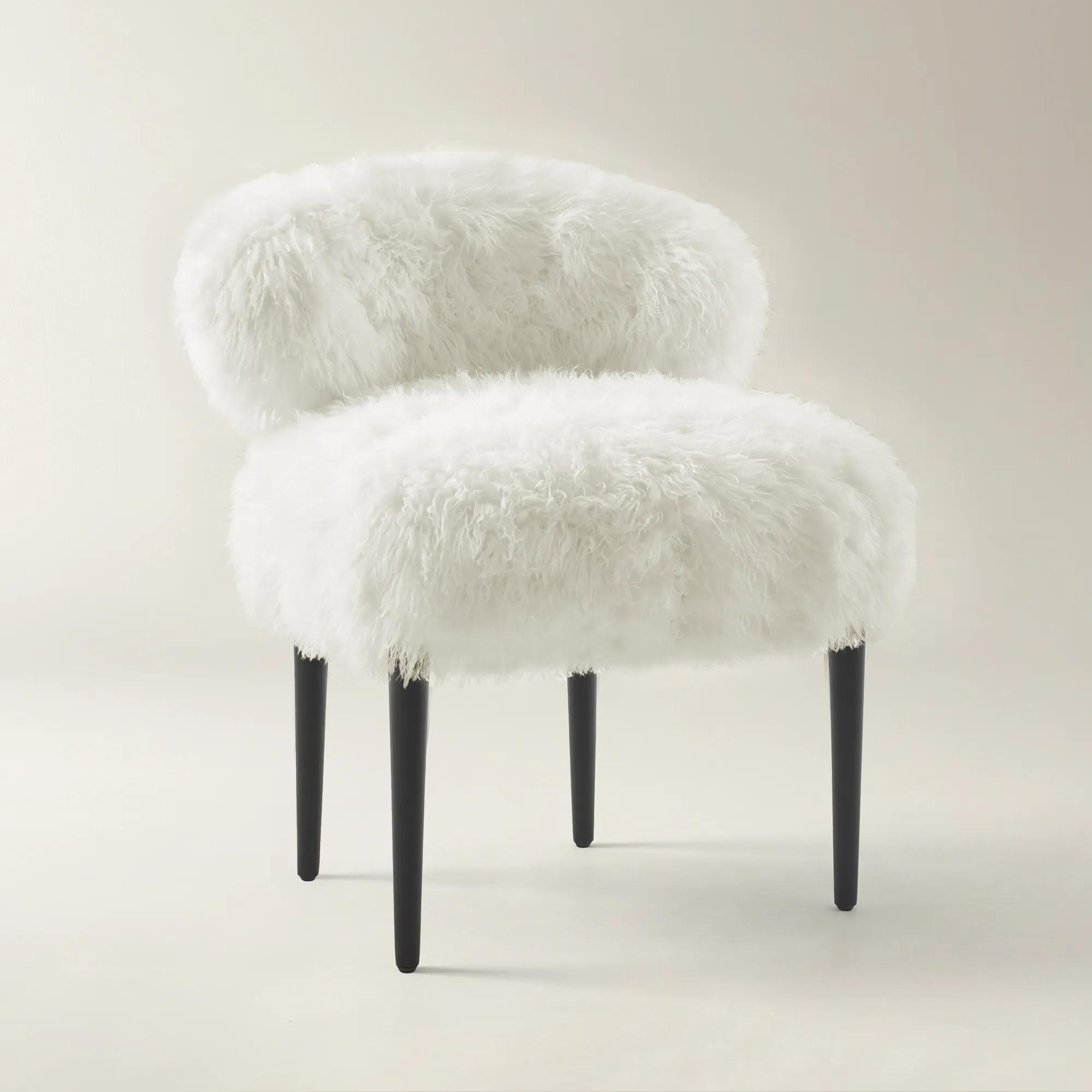 Anna Ivory Faux Fur Dining Chair Set of 2 | Z Gallerie