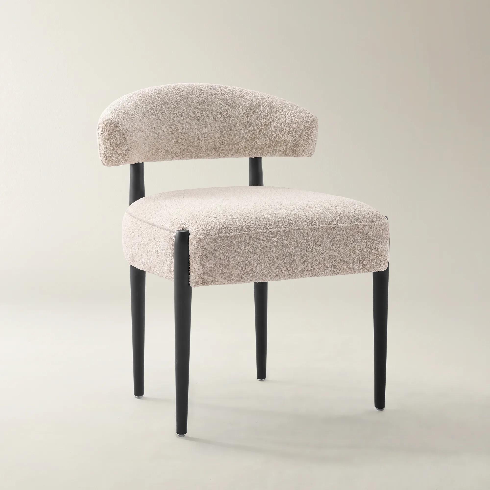 Anna Ivory Performance Boucle Dining Chair Set of 2 | Z Gallerie