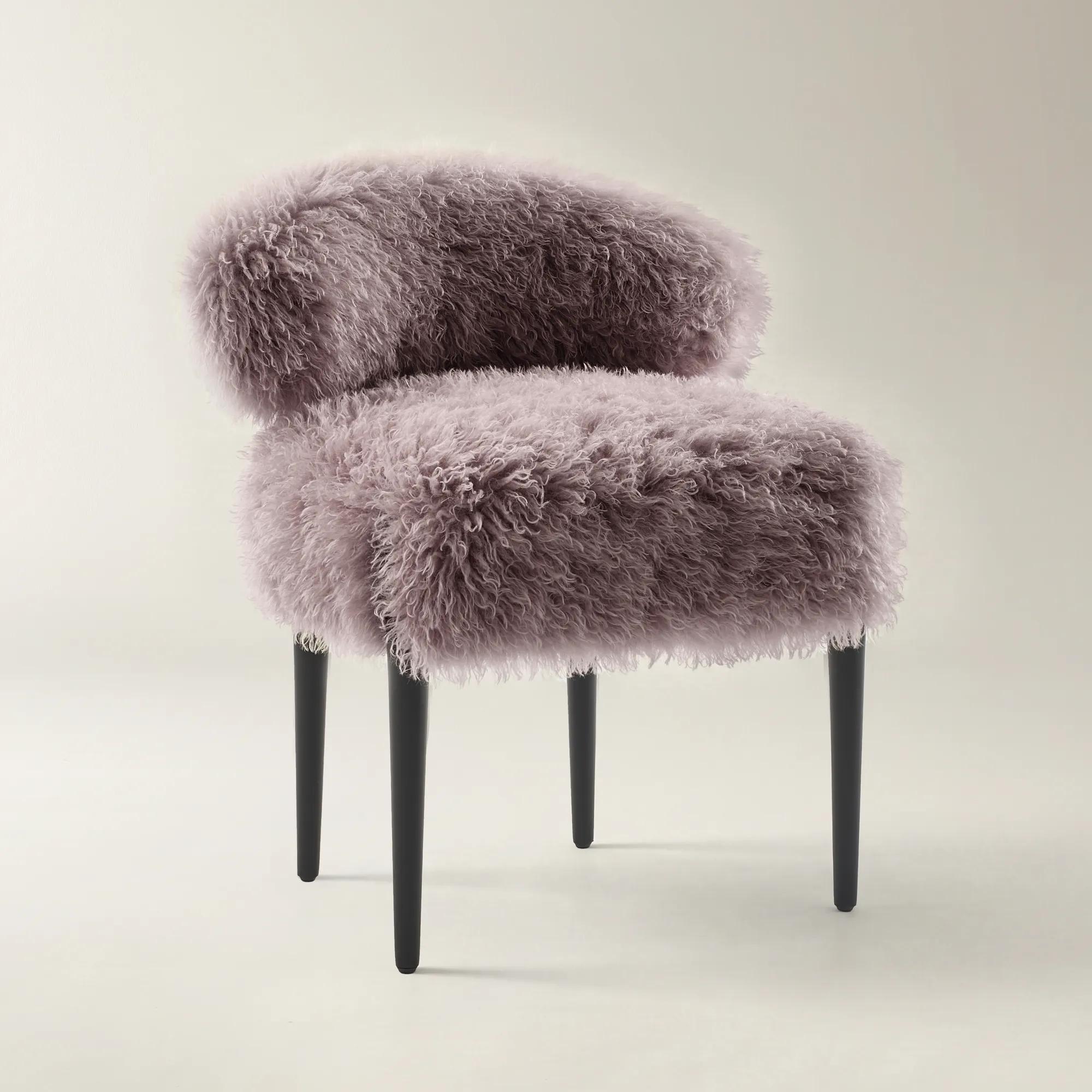 Anna Plum Truffle Faux Fur Dining Chair Set of 2 | Z Gallerie