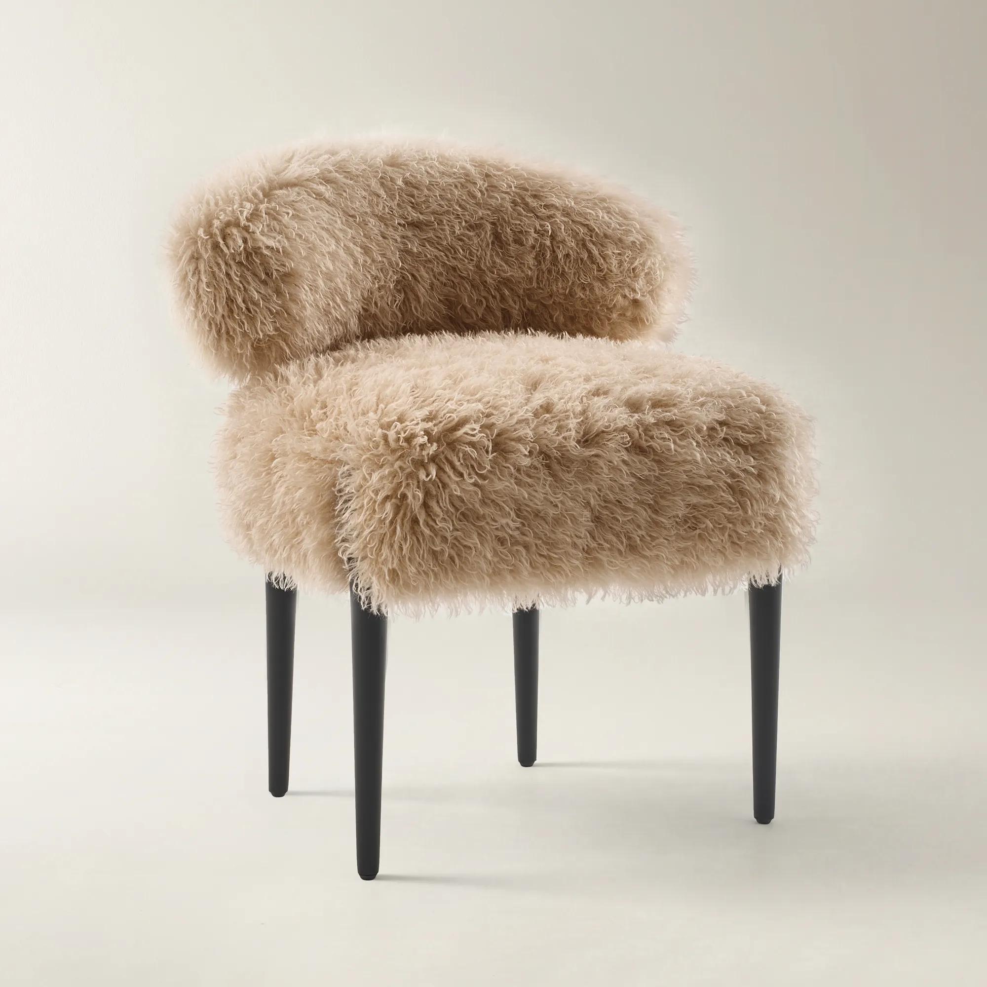 Anna Tan Faux Fur Dining Chair Set of 2 | Z Gallerie