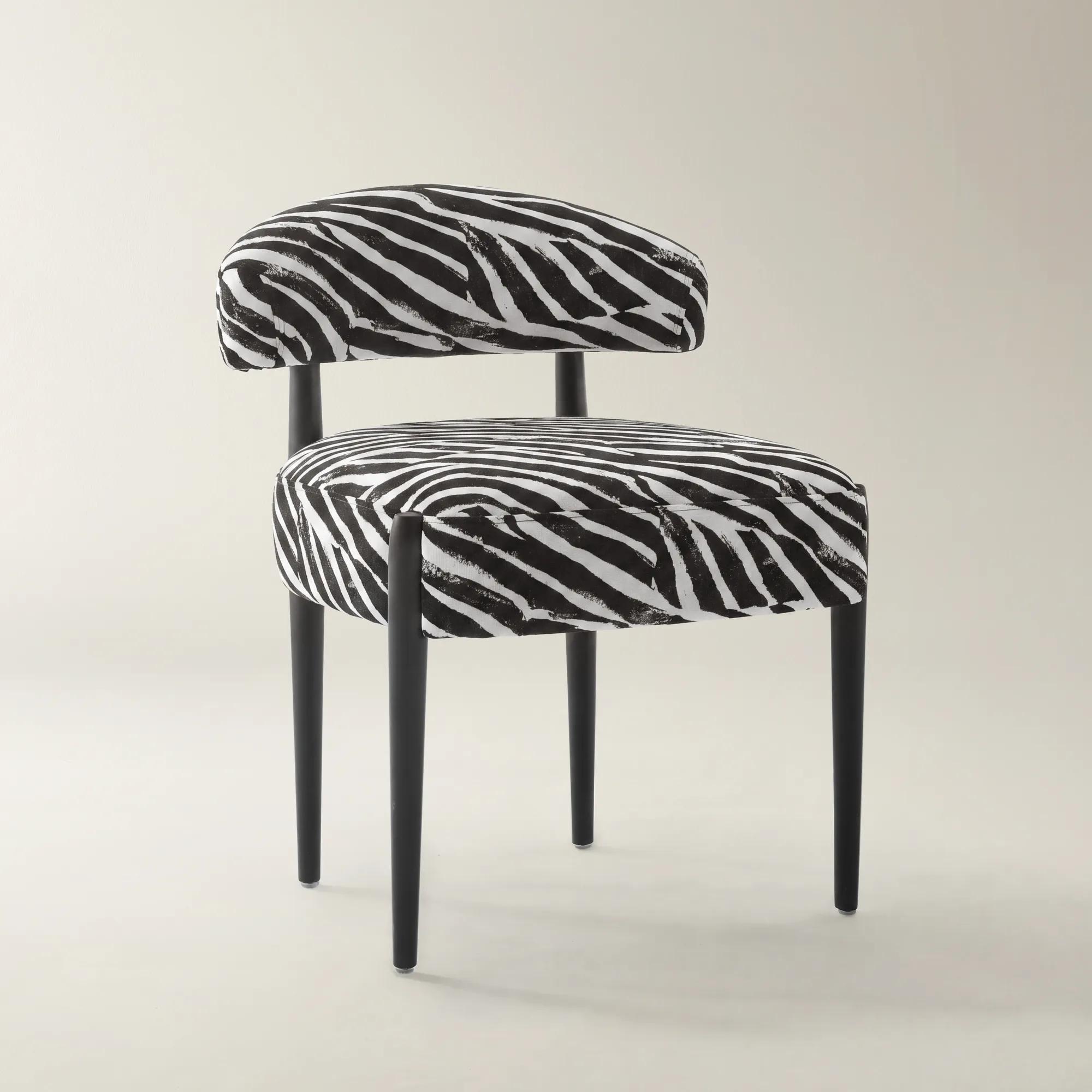 Anna White/Black Performance Chenille Dining Chair Set of 2 | Z Gallerie