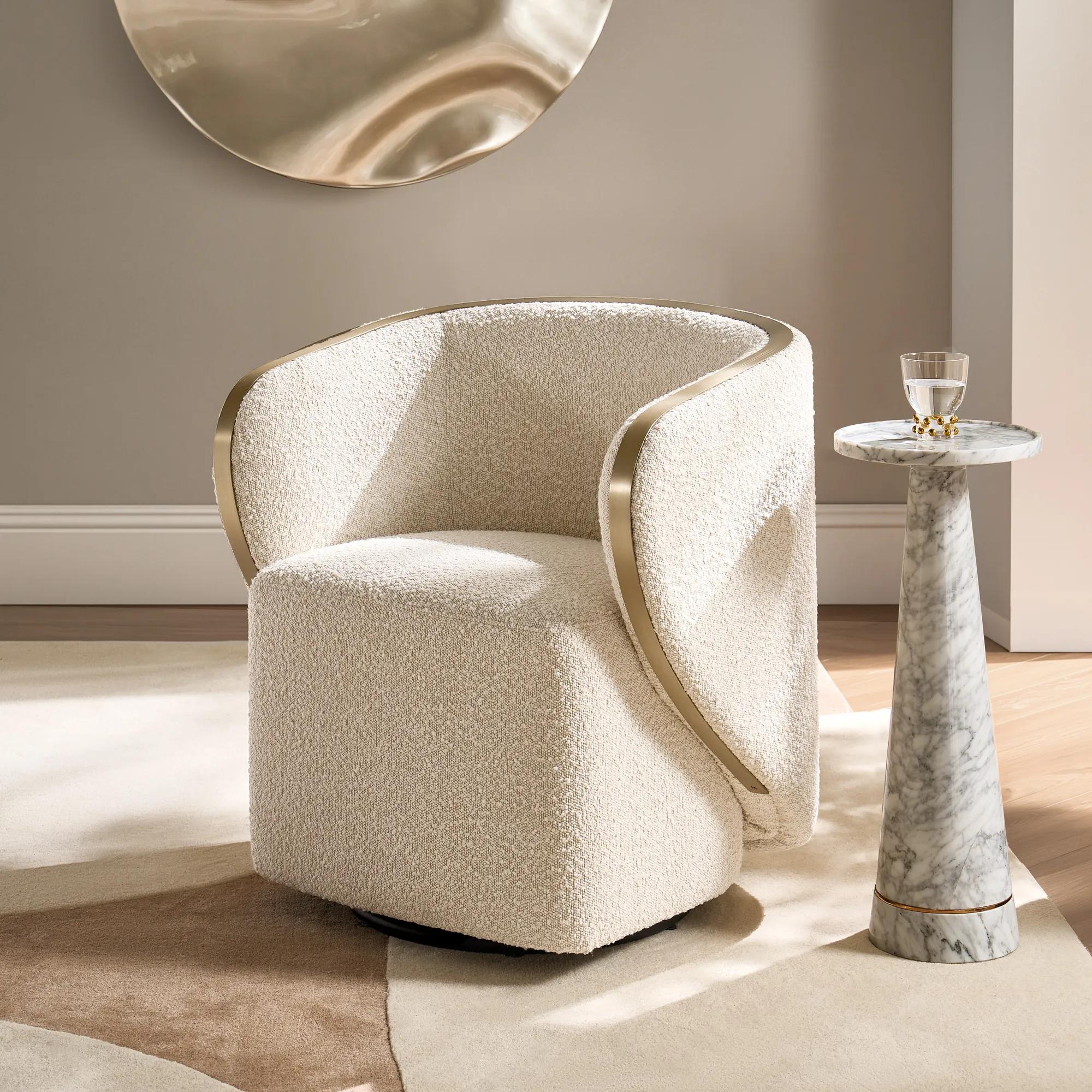 Nova Performance Boucle Swivel Chair - Ivory