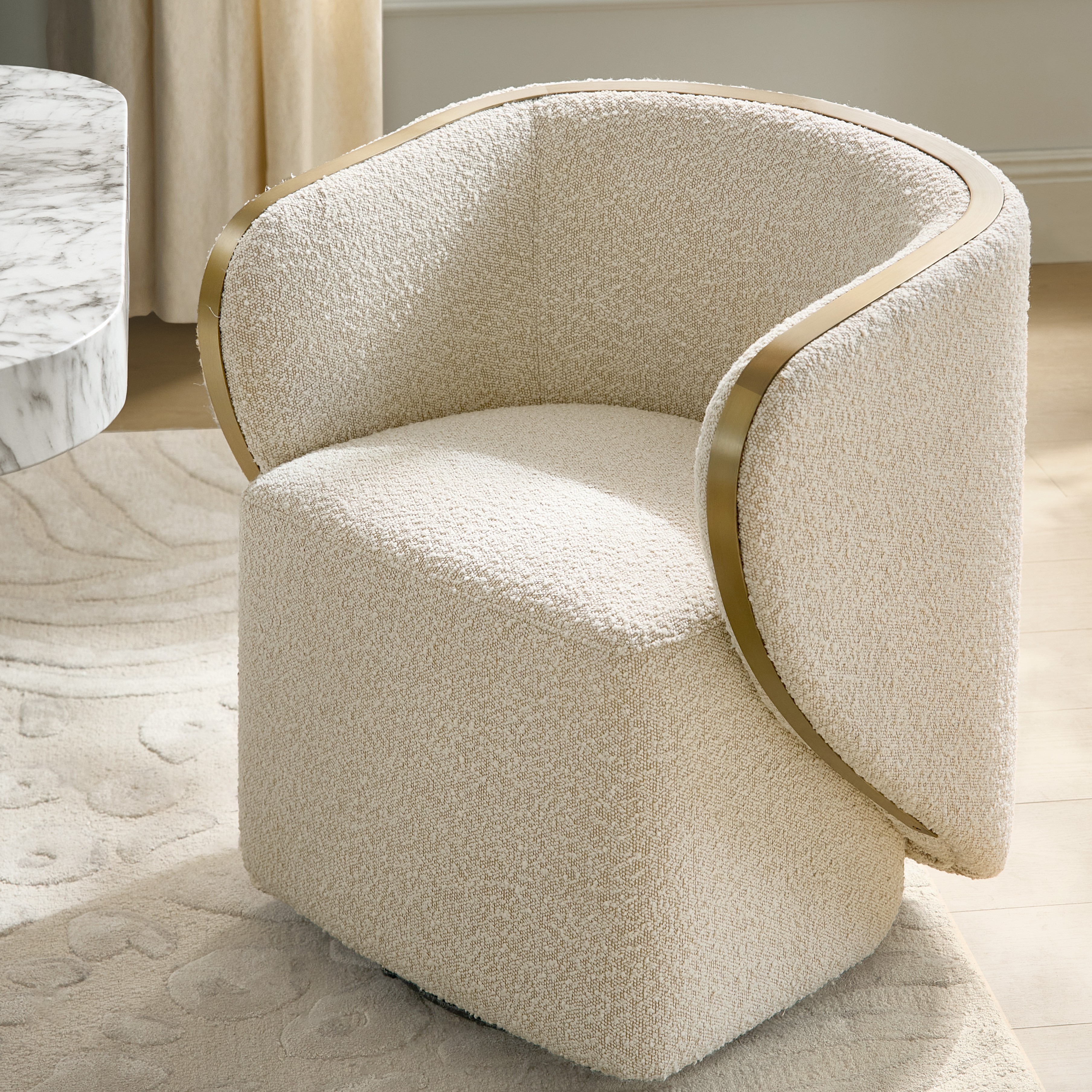 Nova Performance Boucle Swivel Chair - Ivory