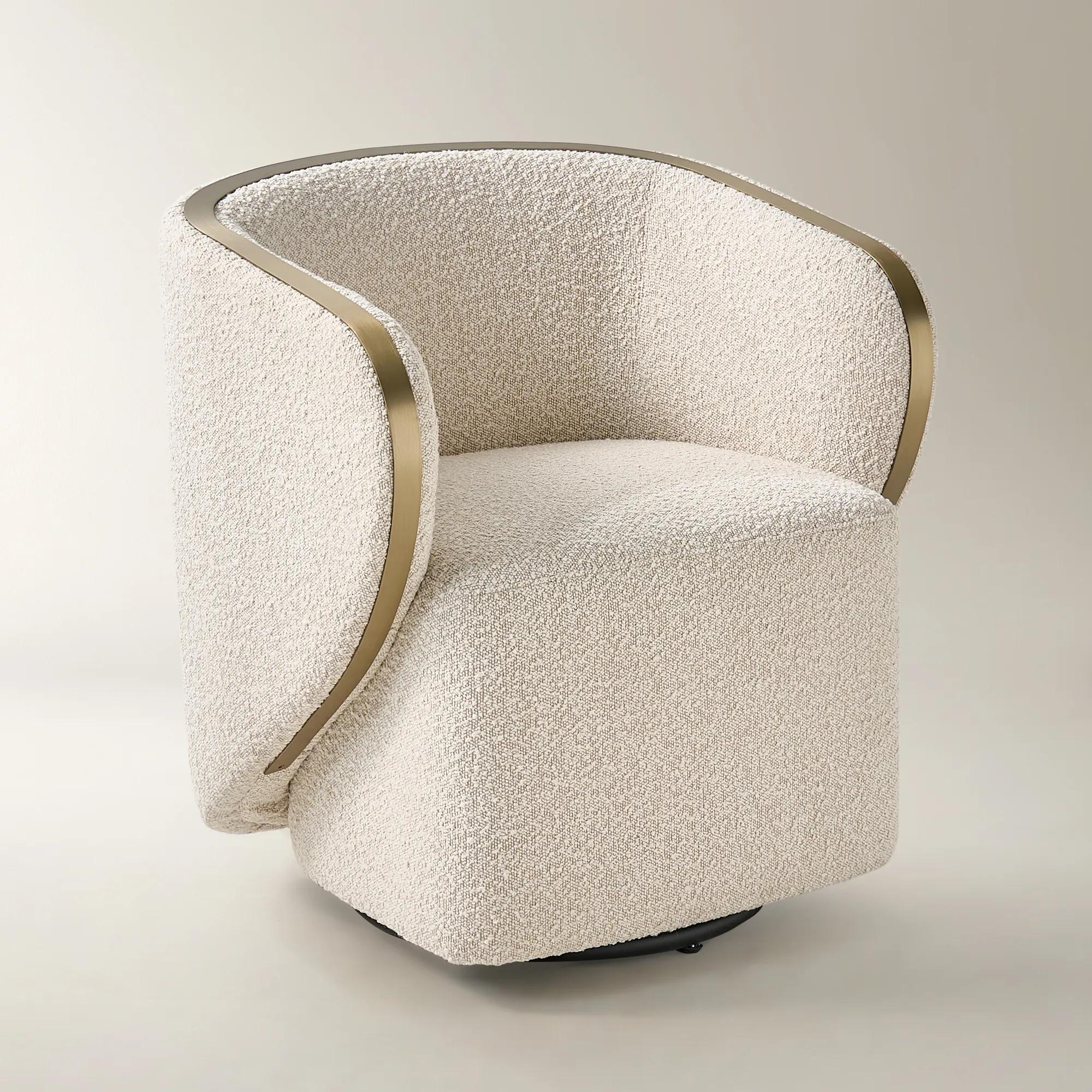 Nova Performance Boucle Swivel Chair - Ivory