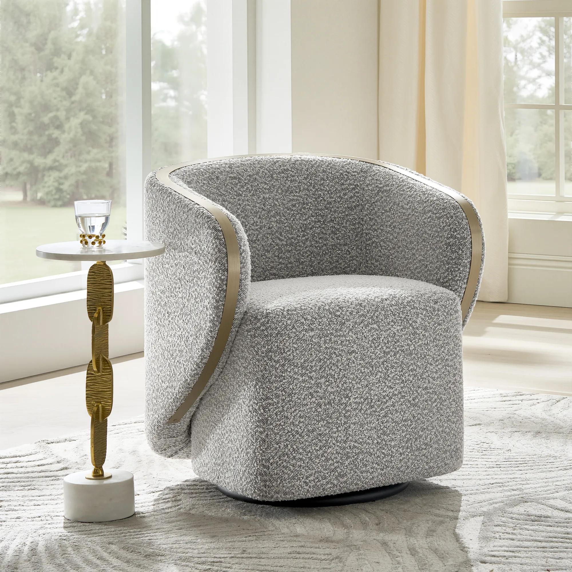 Nova Performance Boucle Swivel Chair - Light Grey