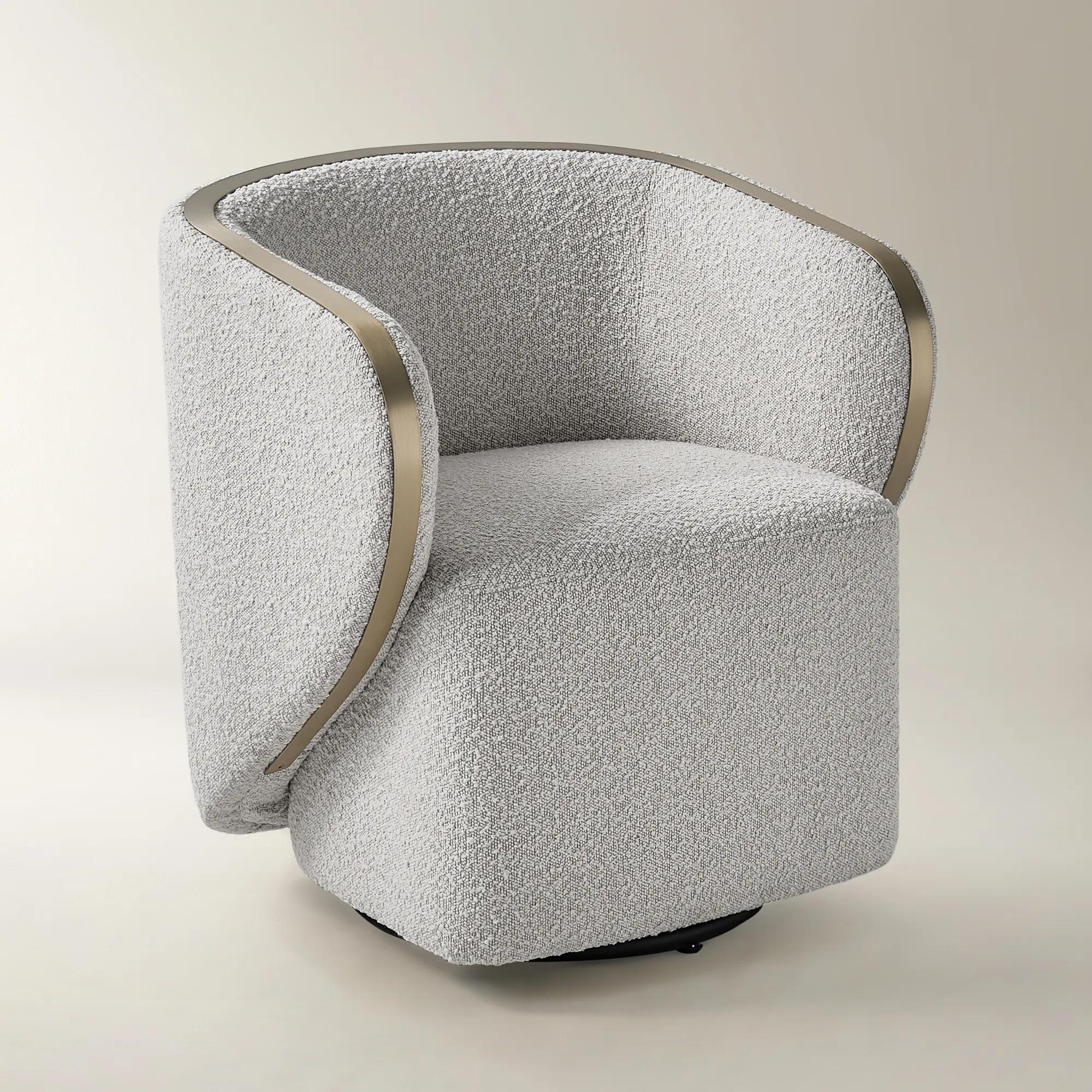 Nova Performance Boucle Swivel Chair - Light Grey