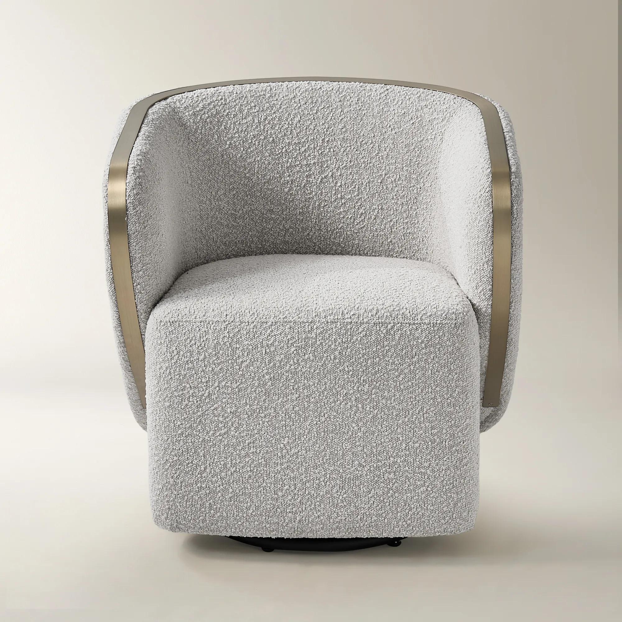 Nova Performance Boucle Swivel Chair - Light Grey