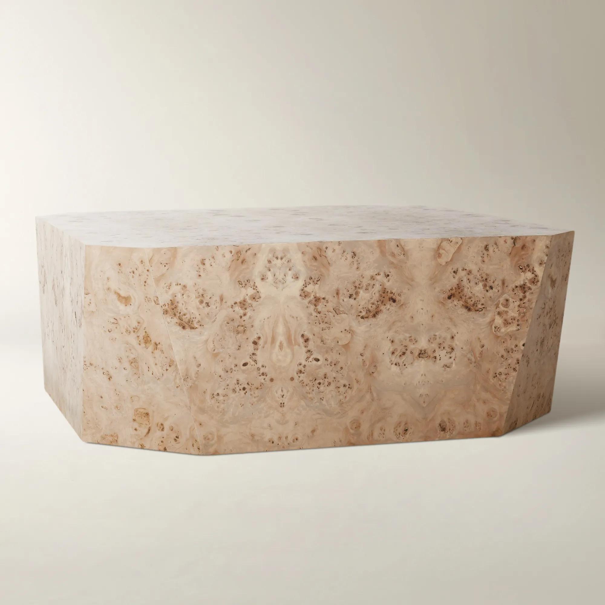 Avena Burl Wood 42" Square Coffee Table - Natural