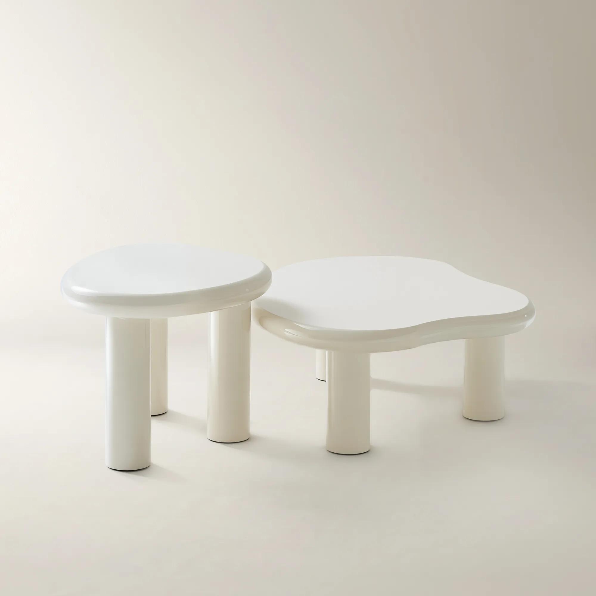 Iris Lacquer Nesting Coffee Table Set of 2 (36.3"-50.5") - White