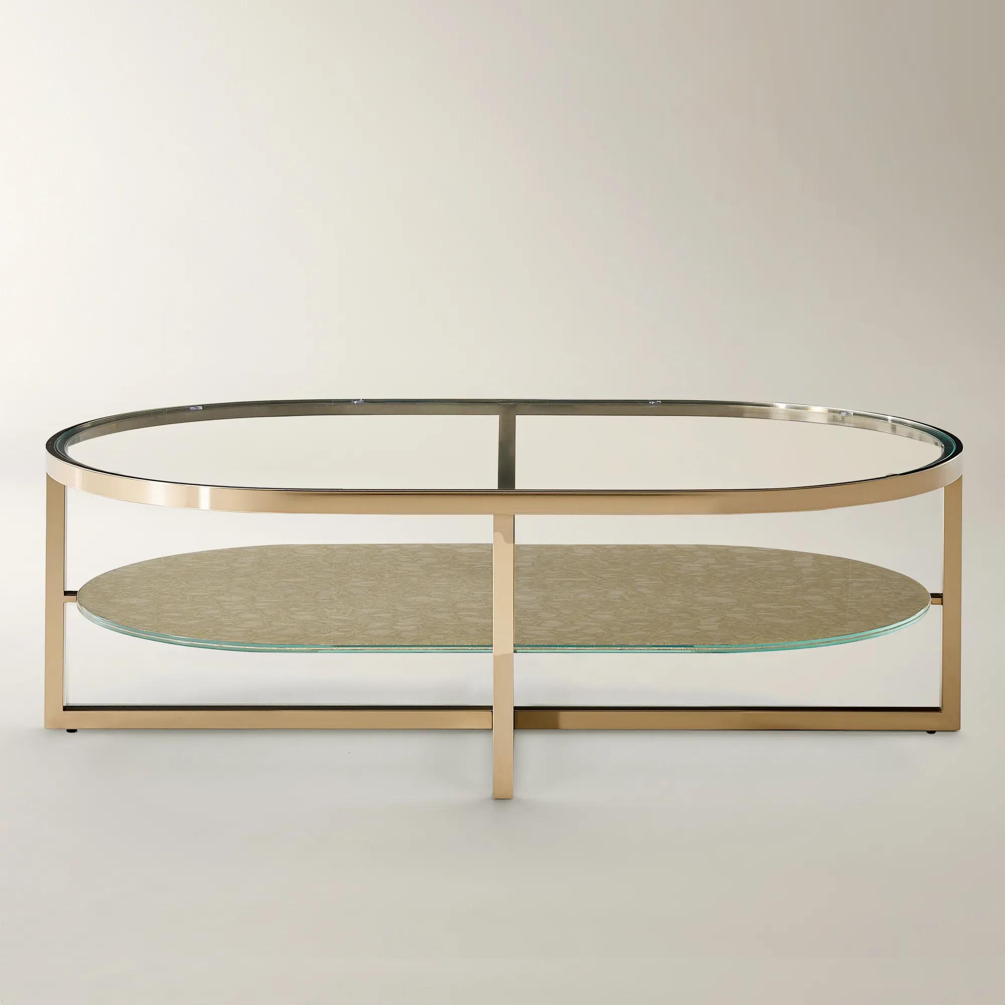 Duality Oval Coffee Table (47") - Soft Gold