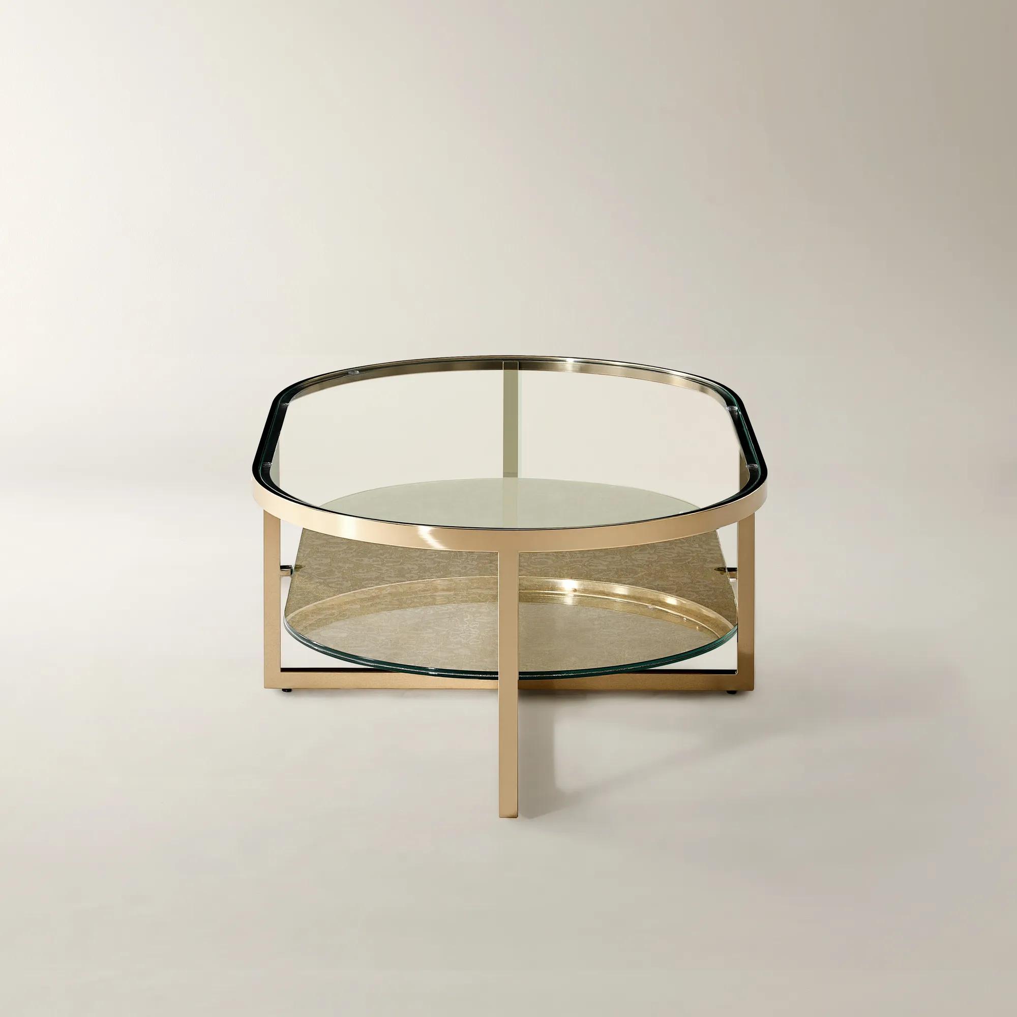Duality Oval Coffee Table (47") - Soft Gold