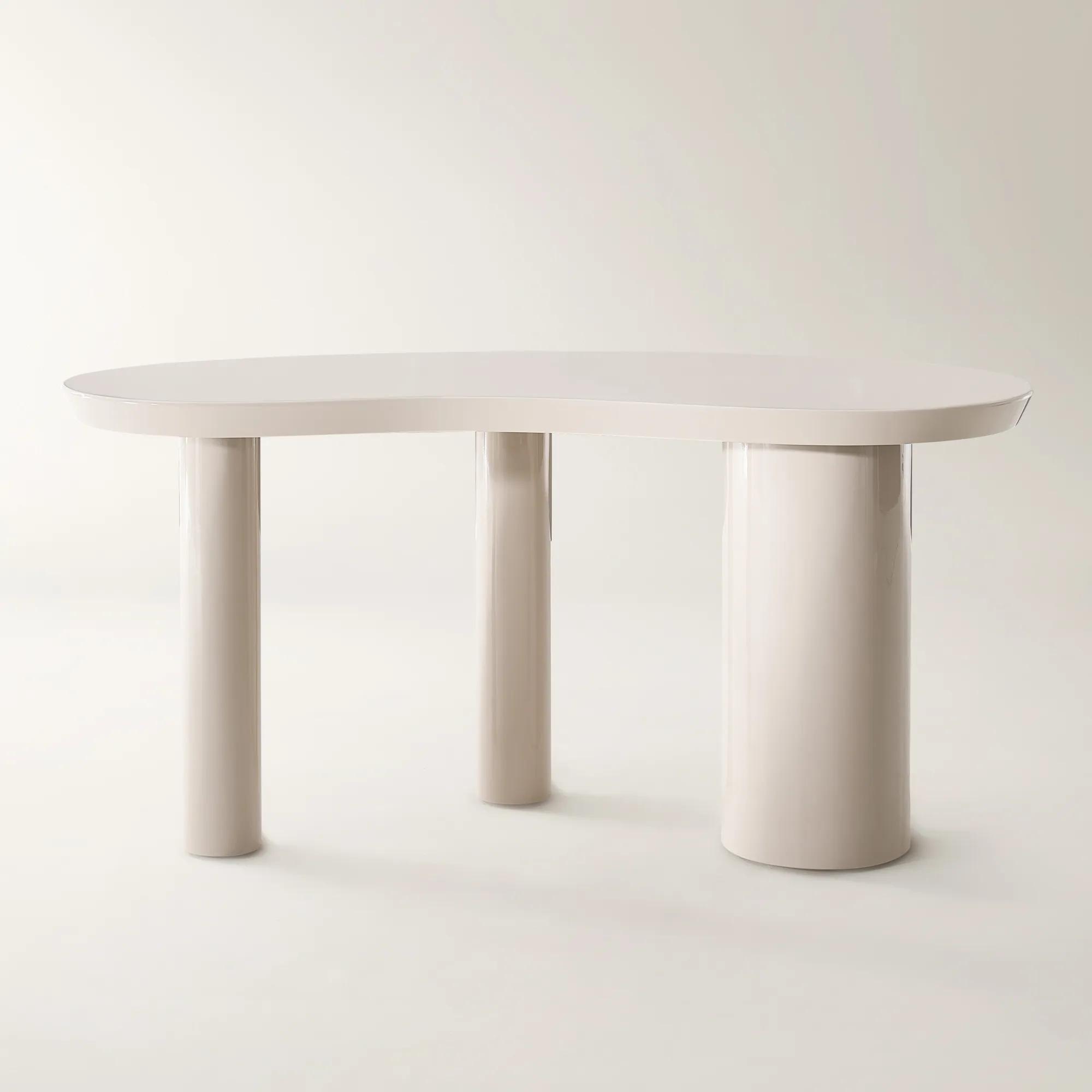 Nia Lacquered Desk (62") - Turtle Dove