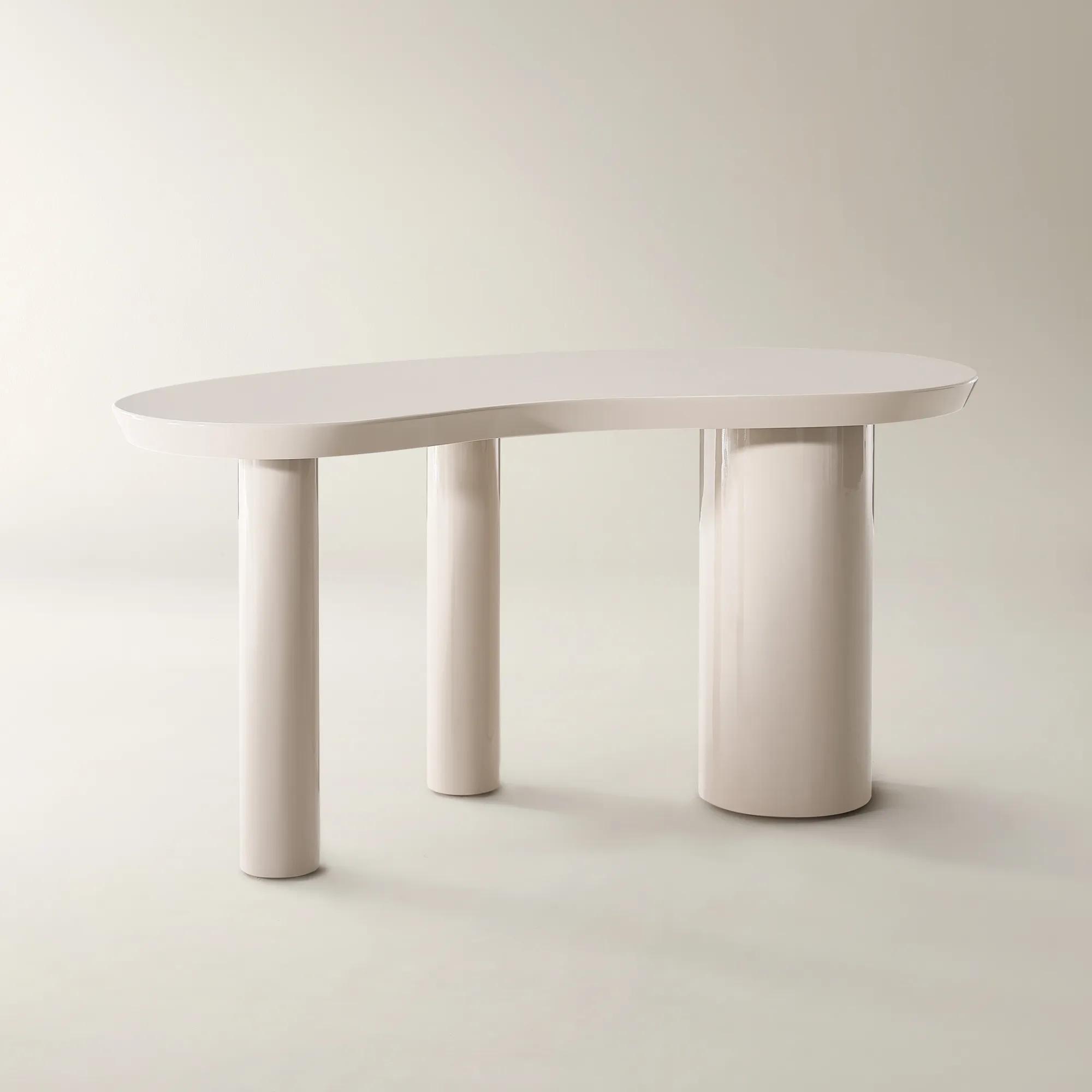 Nia Lacquered Desk (62") - Turtle Dove