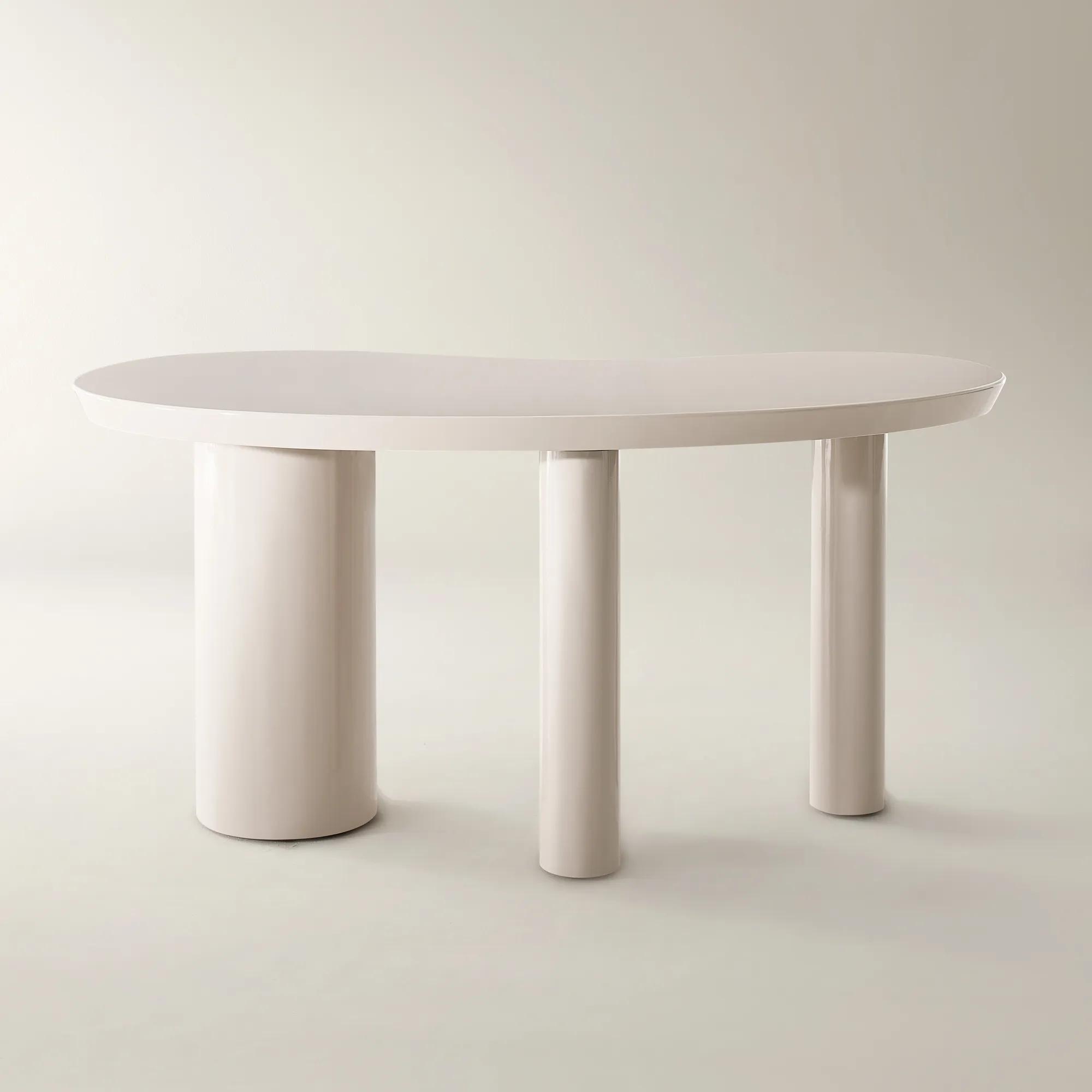 Nia Lacquered Desk (62") - Turtle Dove