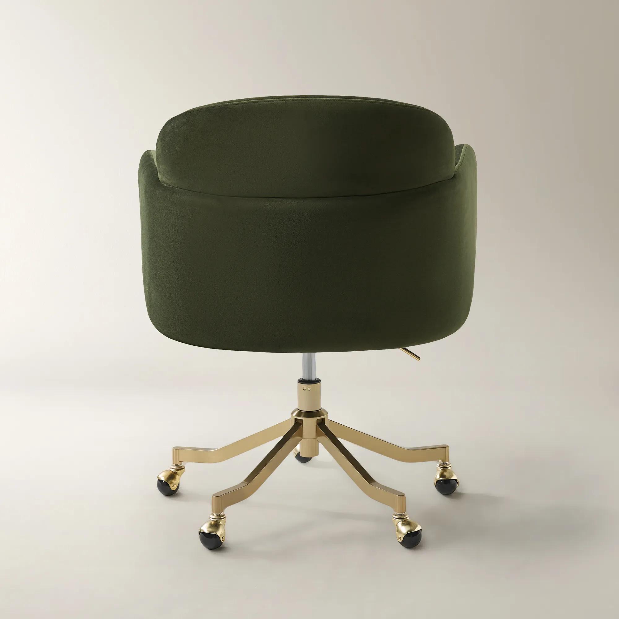Paige Velvet Desk Swivel Chair - Jade Green