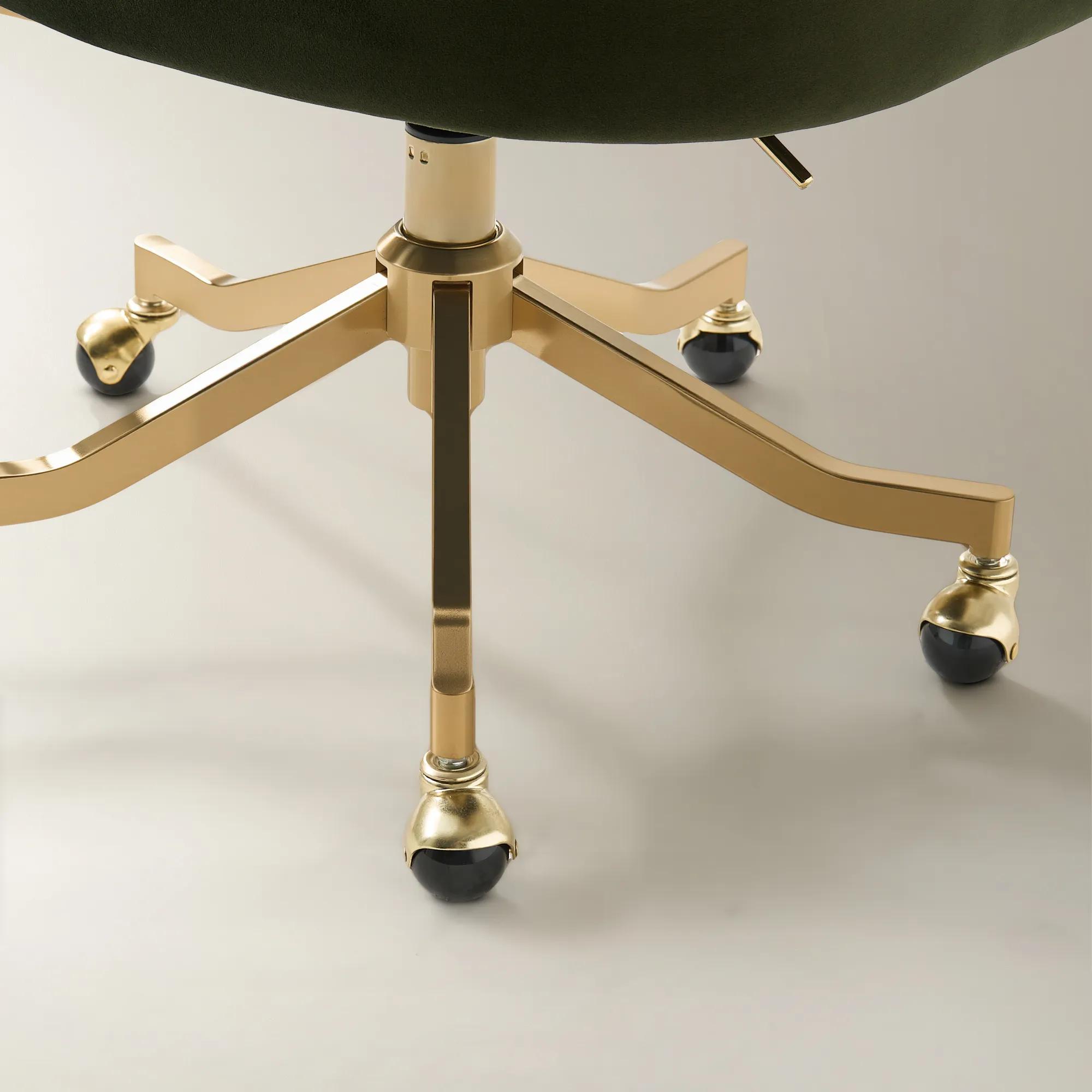 Paige Velvet Desk Swivel Chair - Jade Green