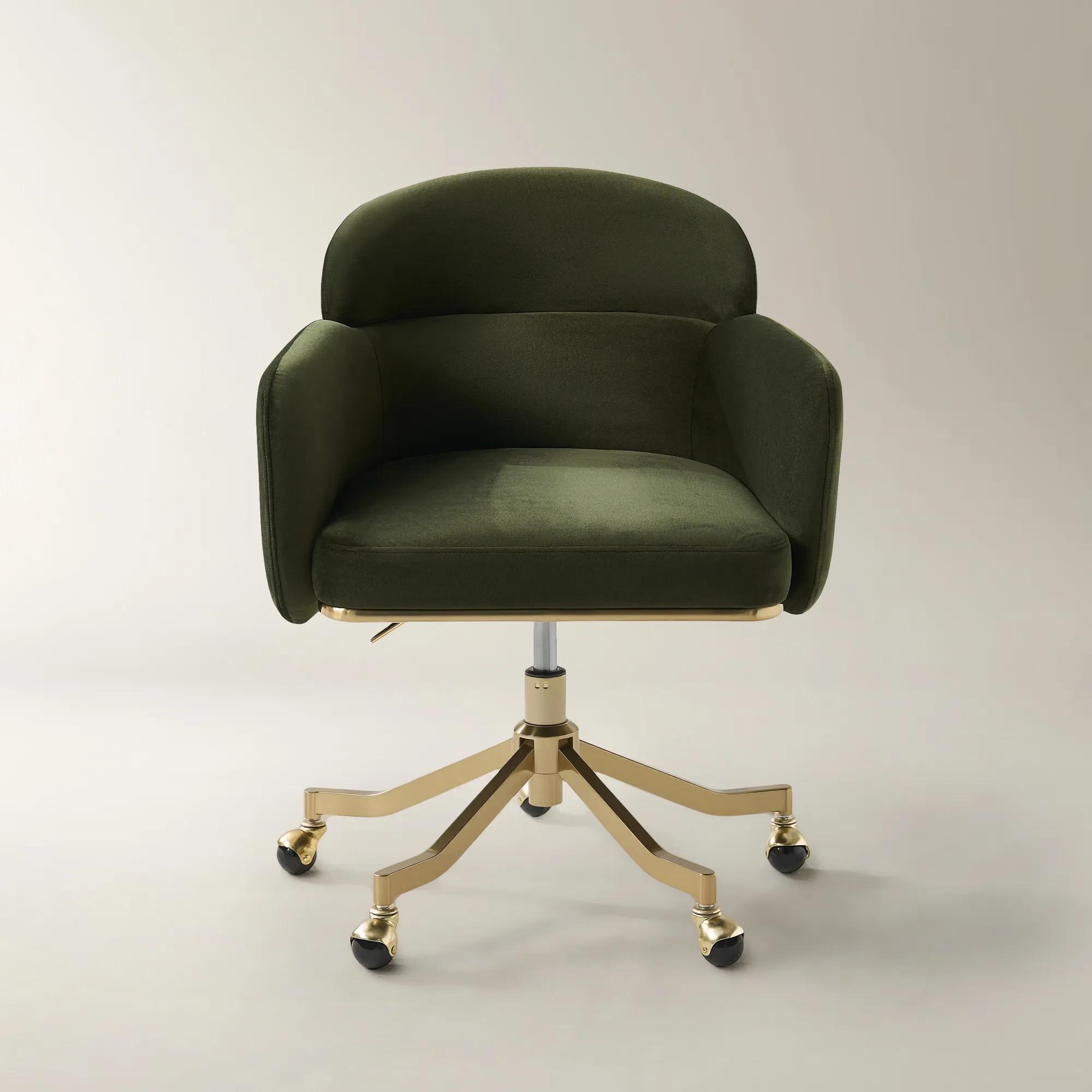 Paige Velvet Desk Swivel Chair - Jade Green