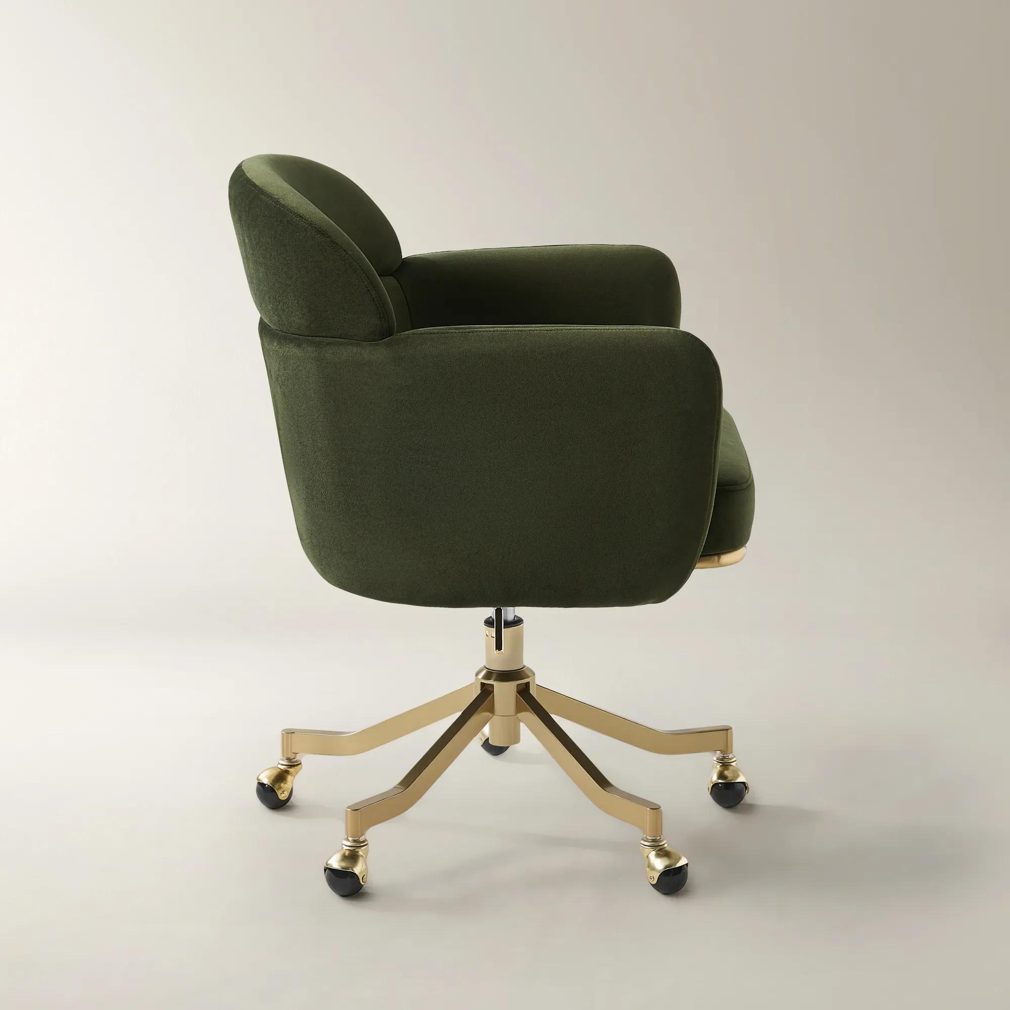 Paige Velvet Desk Swivel Chair - Jade Green