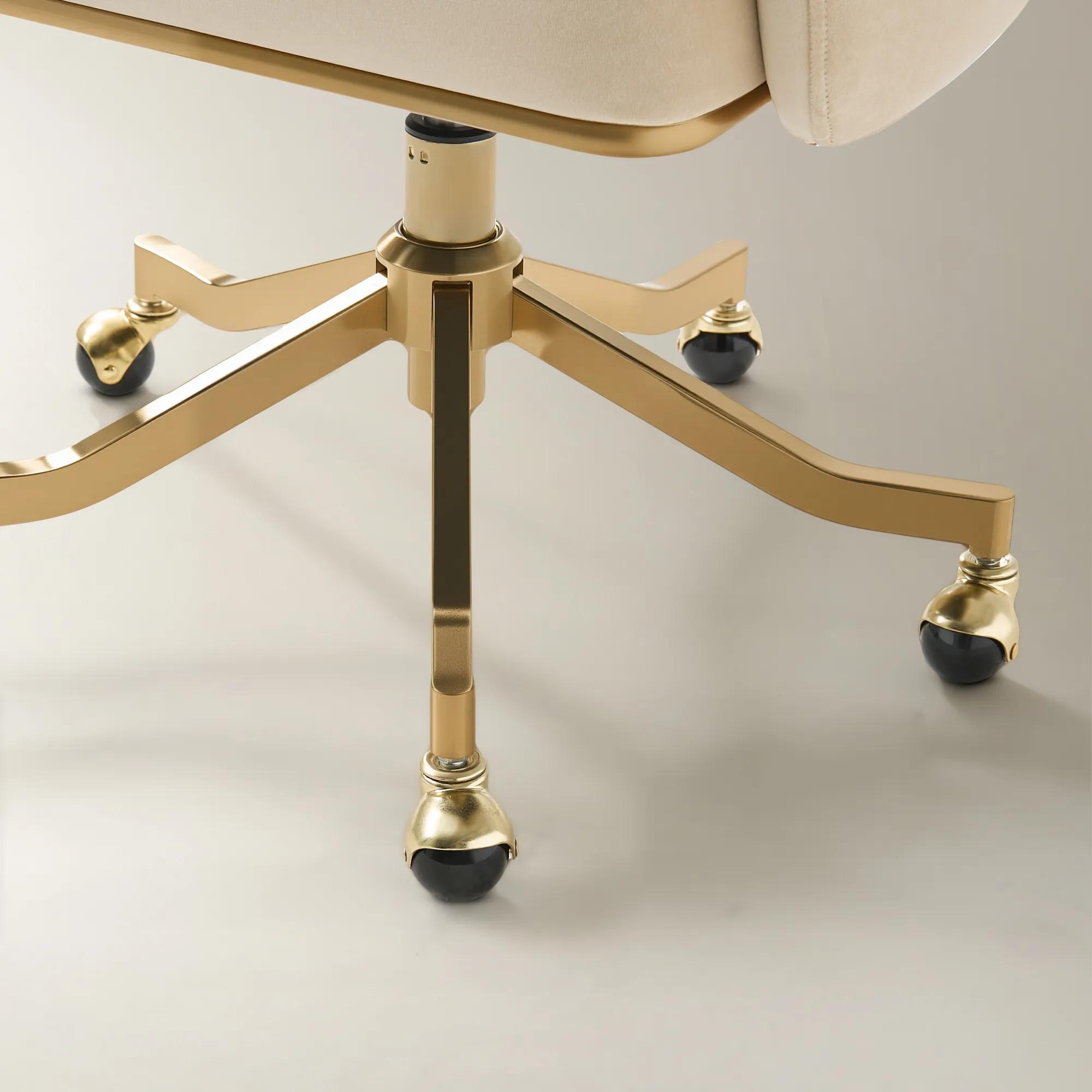 Paige Velvet Desk Swivel Chair - Oatmeal