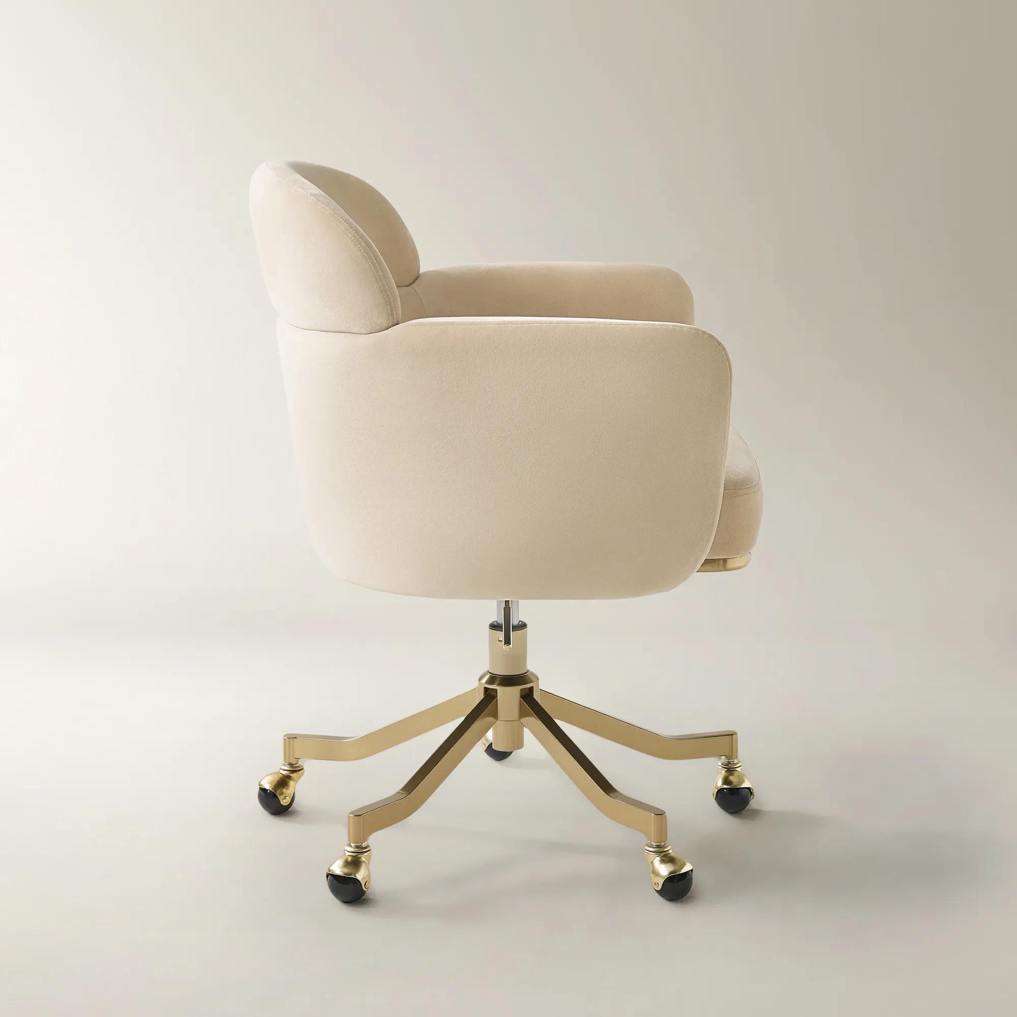 Paige Oatmeal Velvet Swivel Desk Chair | Z Gallerie