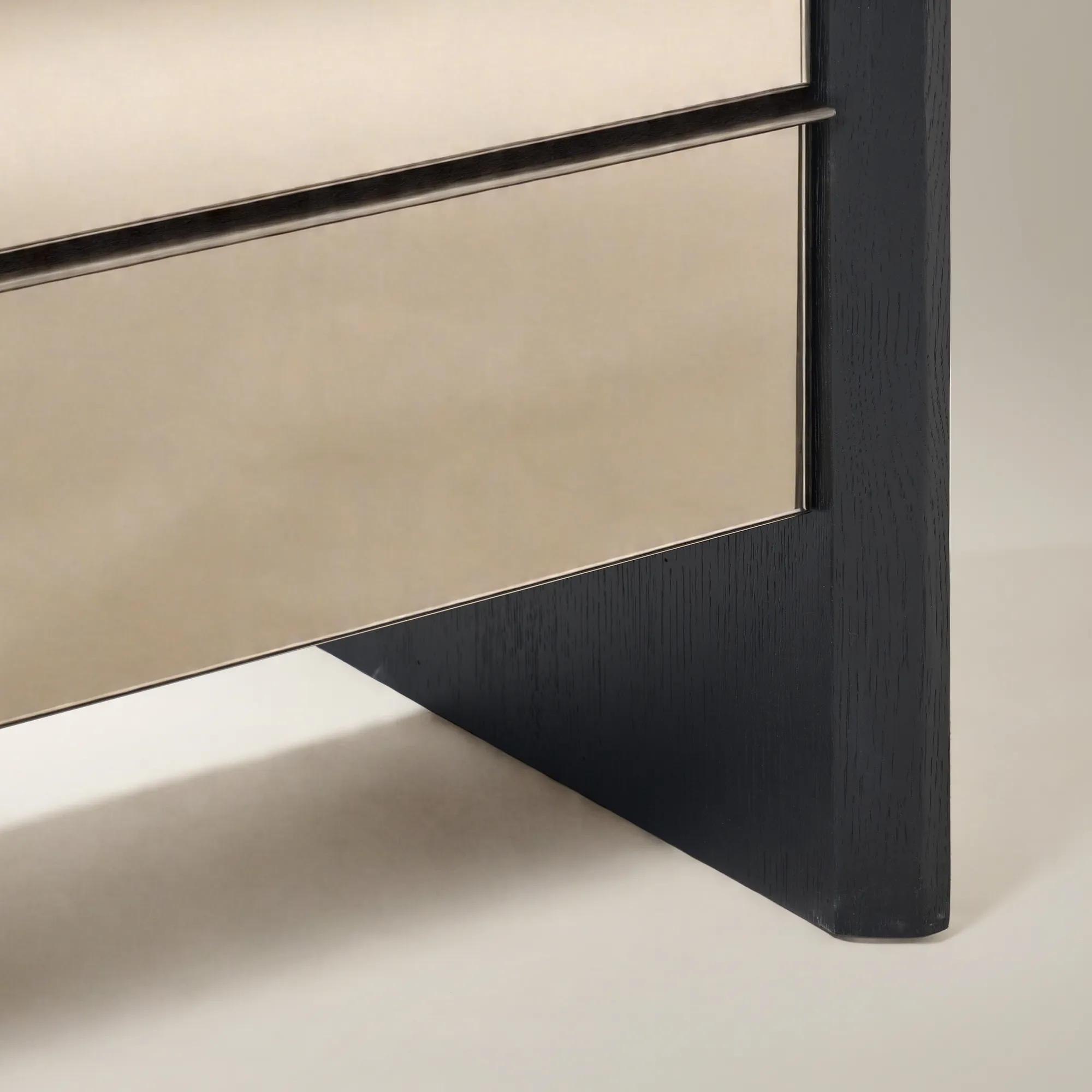 Glimmer Mirrored Black Oak 2-Drawer Nightstand (32")