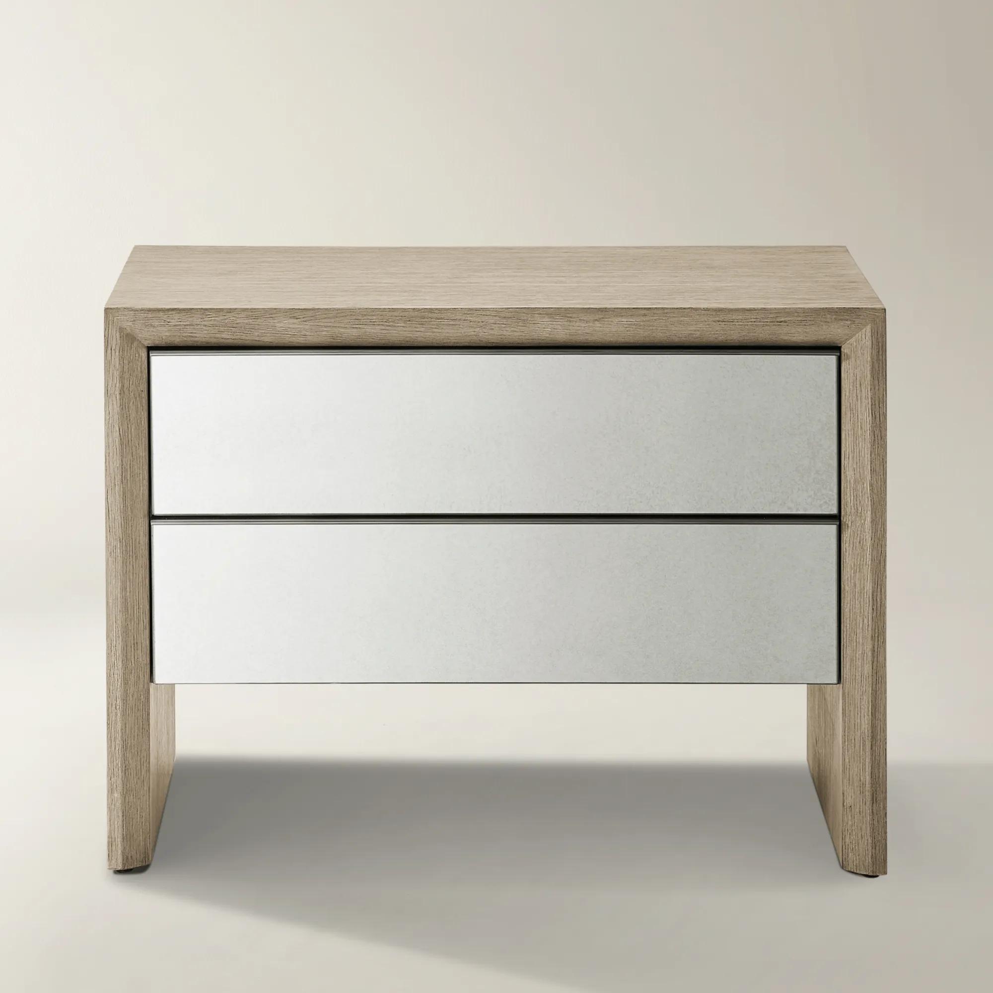Glimmer Mirrored Seadrift Oak 2-Drawer Nightstand (32") | Z Gallerie