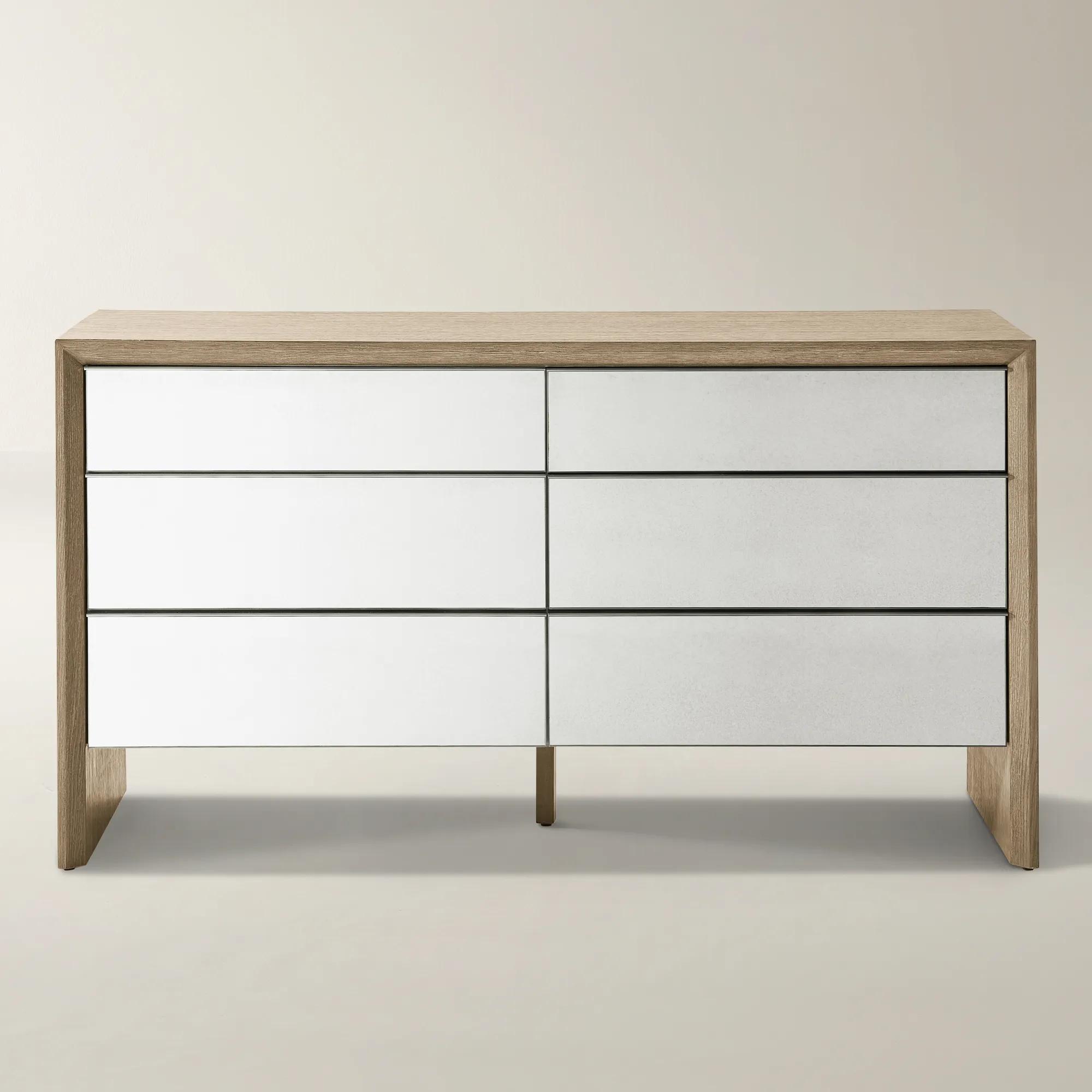 Glimmer Mirrored Seadrift Oak 6-Drawer Dresser (65") | Z Gallerie