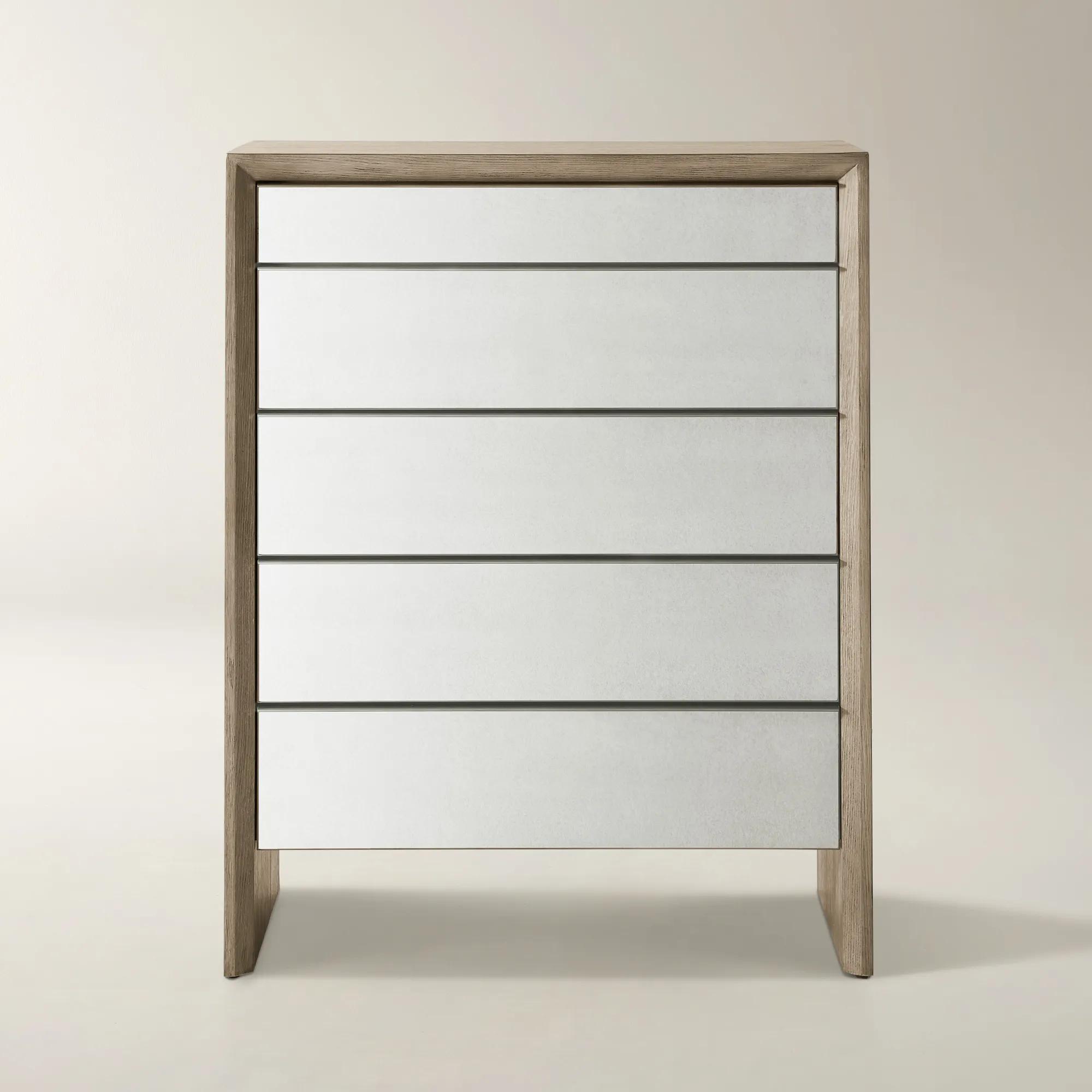 Glimmer Mirrored 5 Drawer Chest