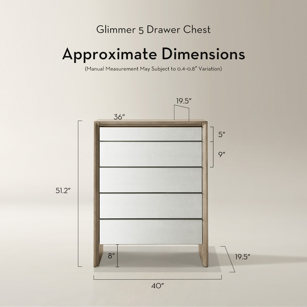 Glimmer Mirrored 5 Drawer Chest