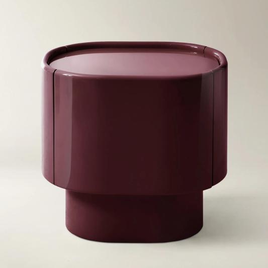 Velar Lacquered Ox Blood 1-Drawer Nightstand With Glass Top (24")