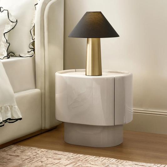 Velar Lacquered Turtle Dove 1-Drawer Nightstand With Glass Top (24")