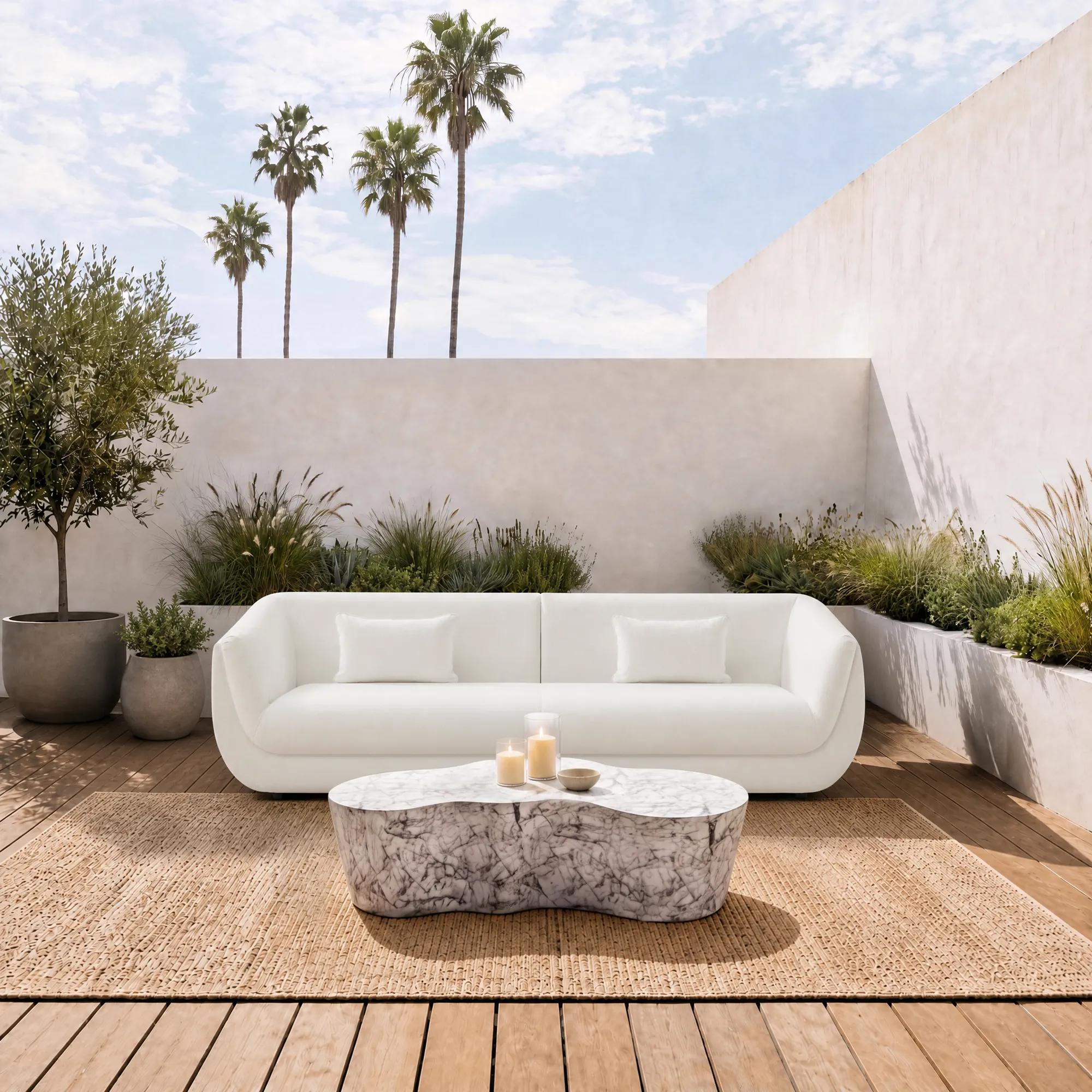 Curvia 2-Piece White Performance Chenille Indoor/Outdoor Sectional Sofa