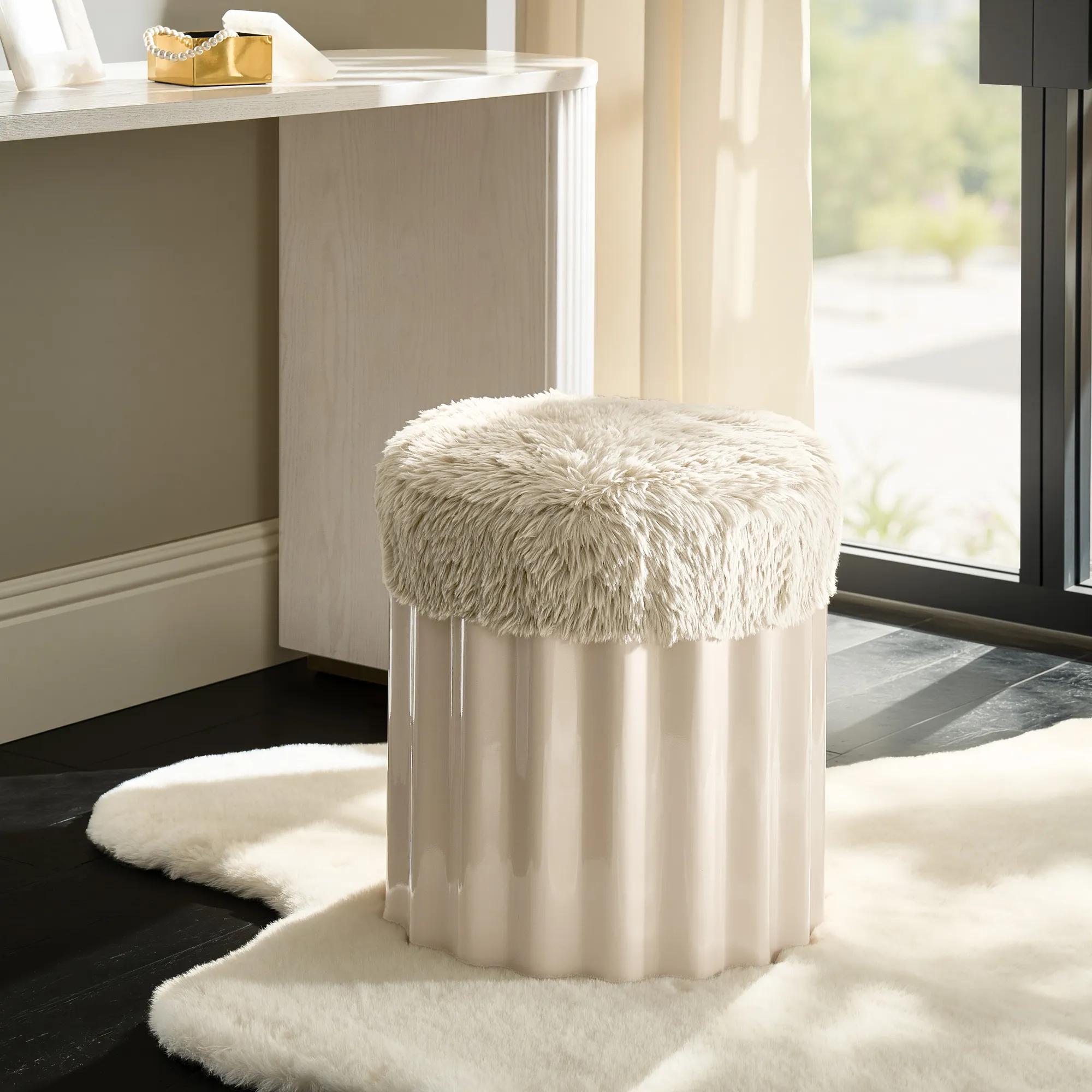 Nia Lacquered Storage Stool - Turtle Dove