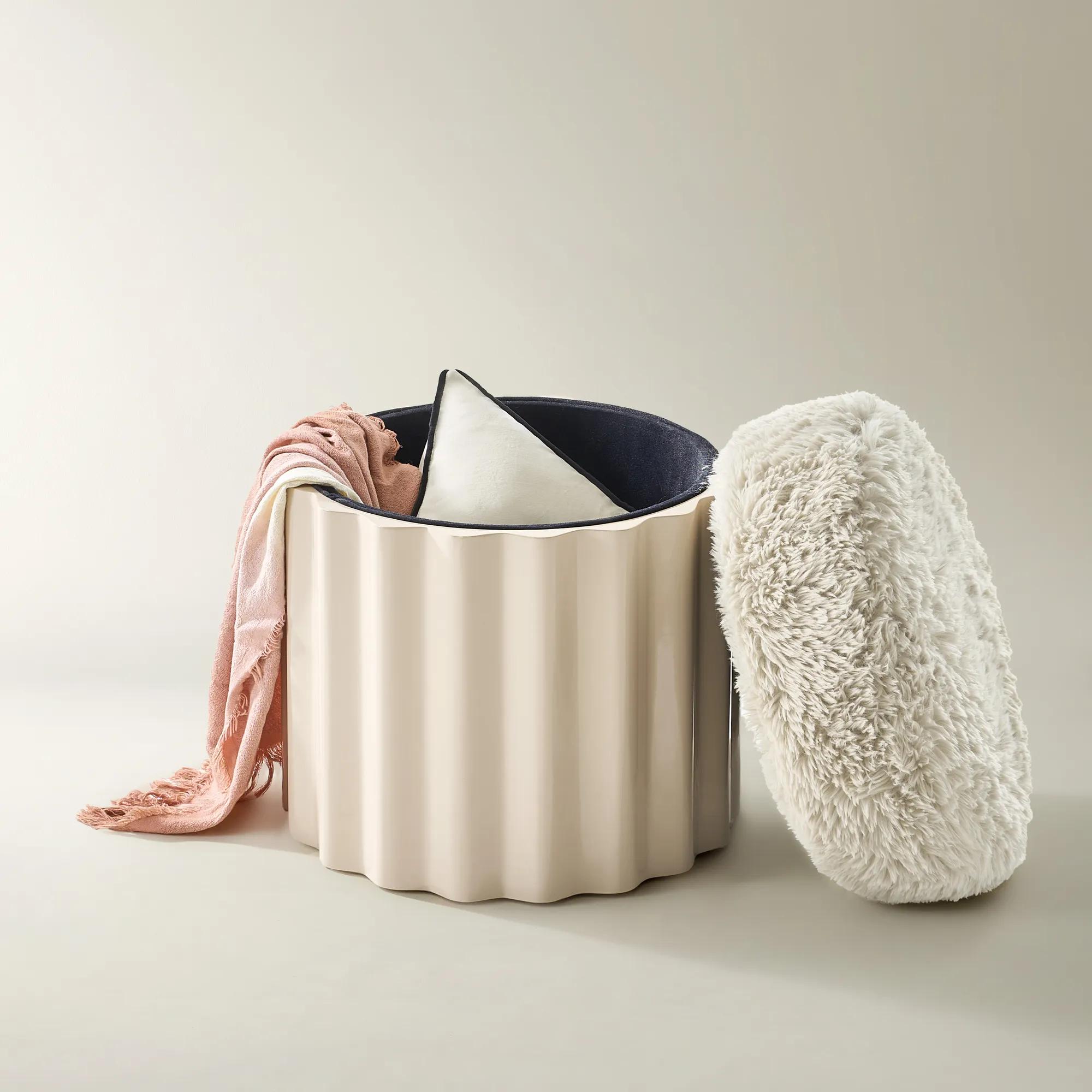 Nia Lacquered Storage Stool - Turtle Dove