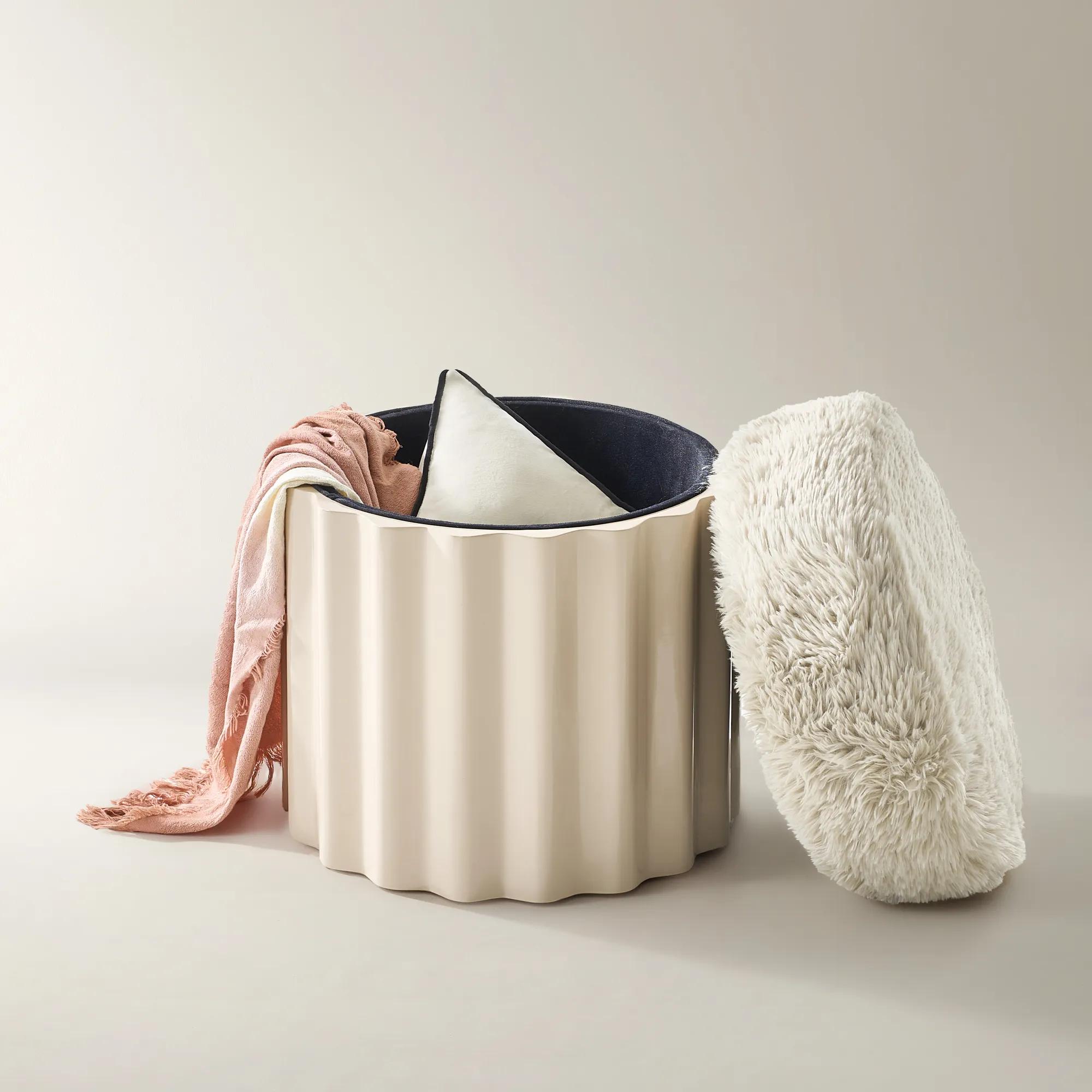 Nia Lacquered Storage Stool - Turtle Dove