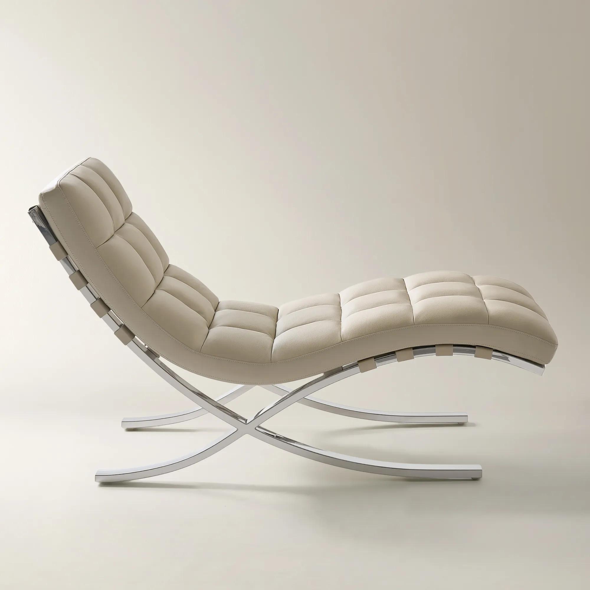 Mila Genuine Leather Chaise Lounge Chair