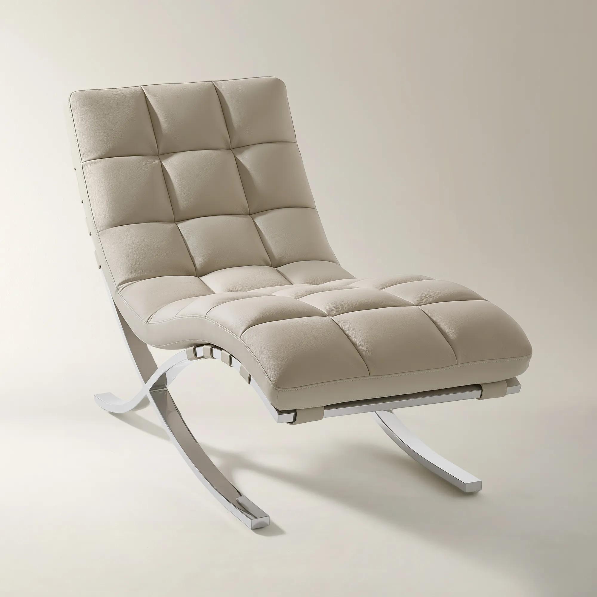 Mila Genuine Leather Chaise Lounge Chair