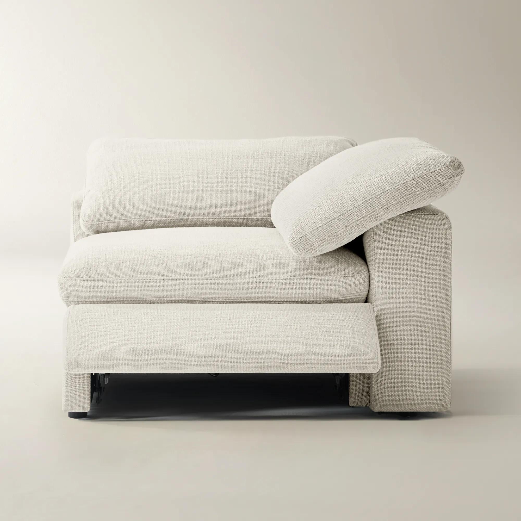 Milo Ivory Performance Fabric Left-Arm Chair With Power Footrest | Z Gallerie
